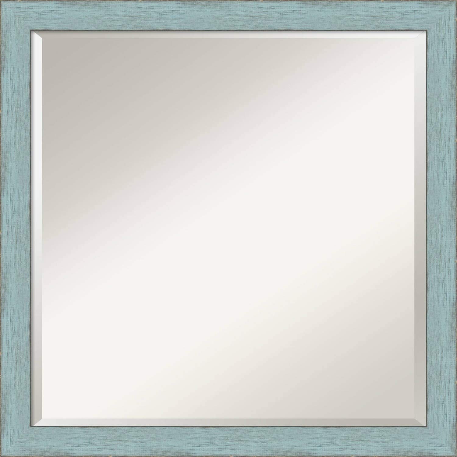 23x23 Inch Sky Blue Rustic Square Wall Mirror - Farmhouse Beveled Glass with Mounting Hardware | Perfect for Bathroom, Bedroom, Entryway & Country Home Decor
