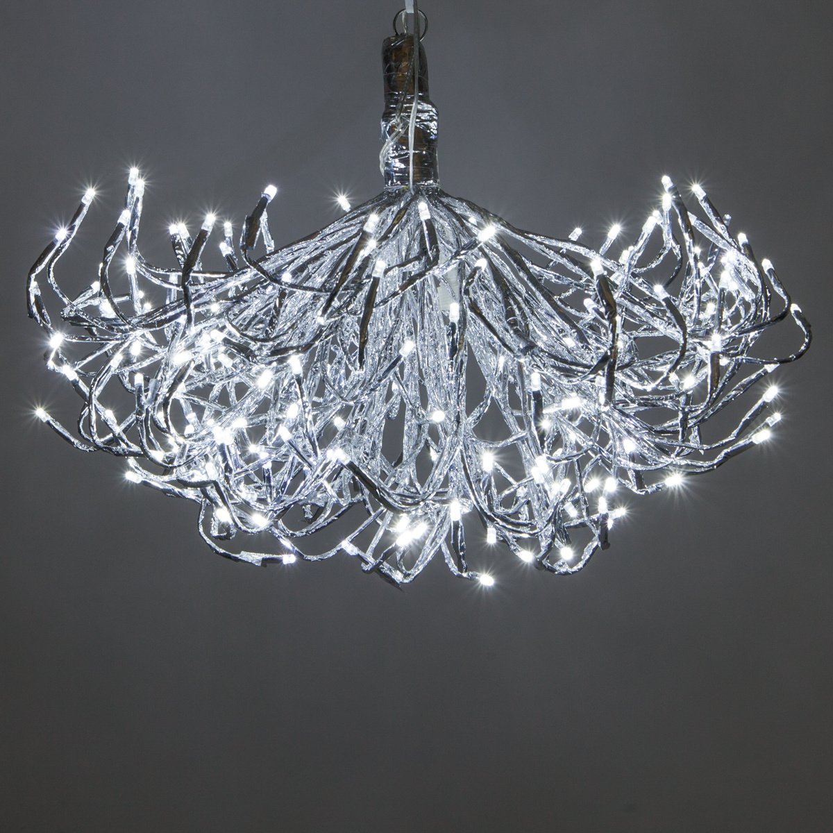 Wintergreen Lighting 24 Silver Star Burst Fairy Light Ball Cool White LED Twinkle Lights - Lighted Branches for Wedding, Party & Home Decor - Christmas Tree Ornaments, Bedroom Lighting & Outdoor Garden Decorations (24, Silver Branches/Cool White)