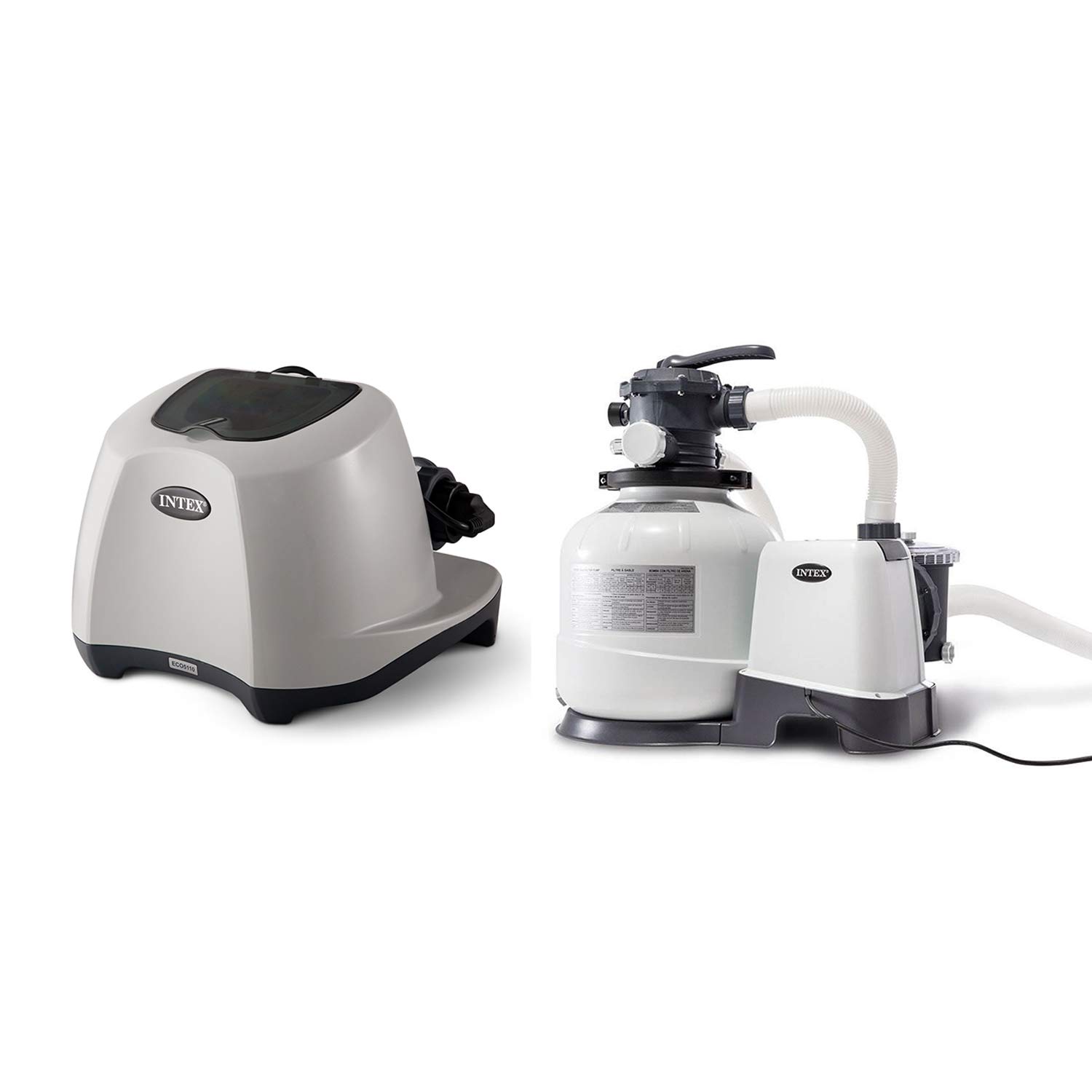 INTEX Above Ground Swimming Pool Saltwater Chlorinator System - Krystal Clear Salt Chlorine Generator with 2800 GPH Sand Filter Pump & Digital Control Panel | Automatic Timer | Easy Maintenance | Perfect for Backyard, Family Gatherings & Summer Fun
