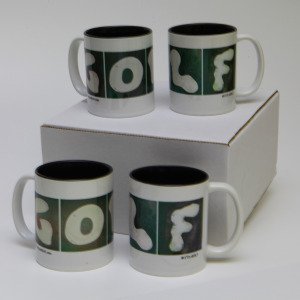 11oz Golf Mugs Set of 4 - Black Interior for Golfers & Coffee Lovers