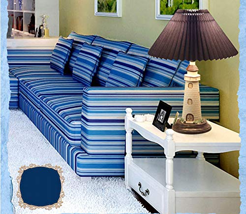 Kiven Nautical Lighthouse Table Lamp - Large Cape Hatteras Style Desk Light with Blue Cloth Shade | Coastal Decor, Bedroom Nightstand, Office Lighting, Living Room Accent