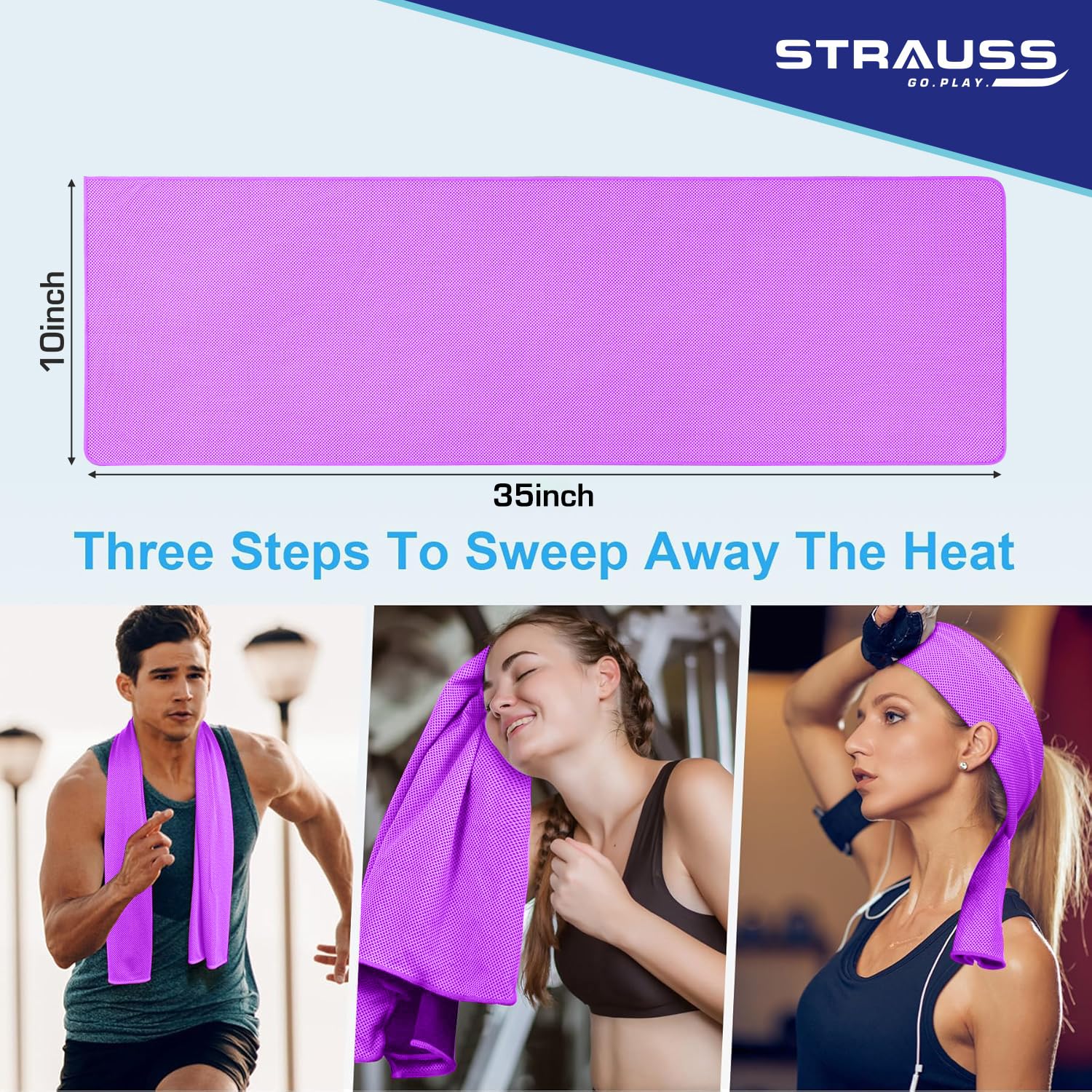STRAUSS Anti-Microbial Cooling Sports Towel - Quick Dry Microfiber Workout Towel for Running, Hiking, Camping, Travel, Gym, Yoga & Golf - Perfect for Athletes & Outdoor Activities