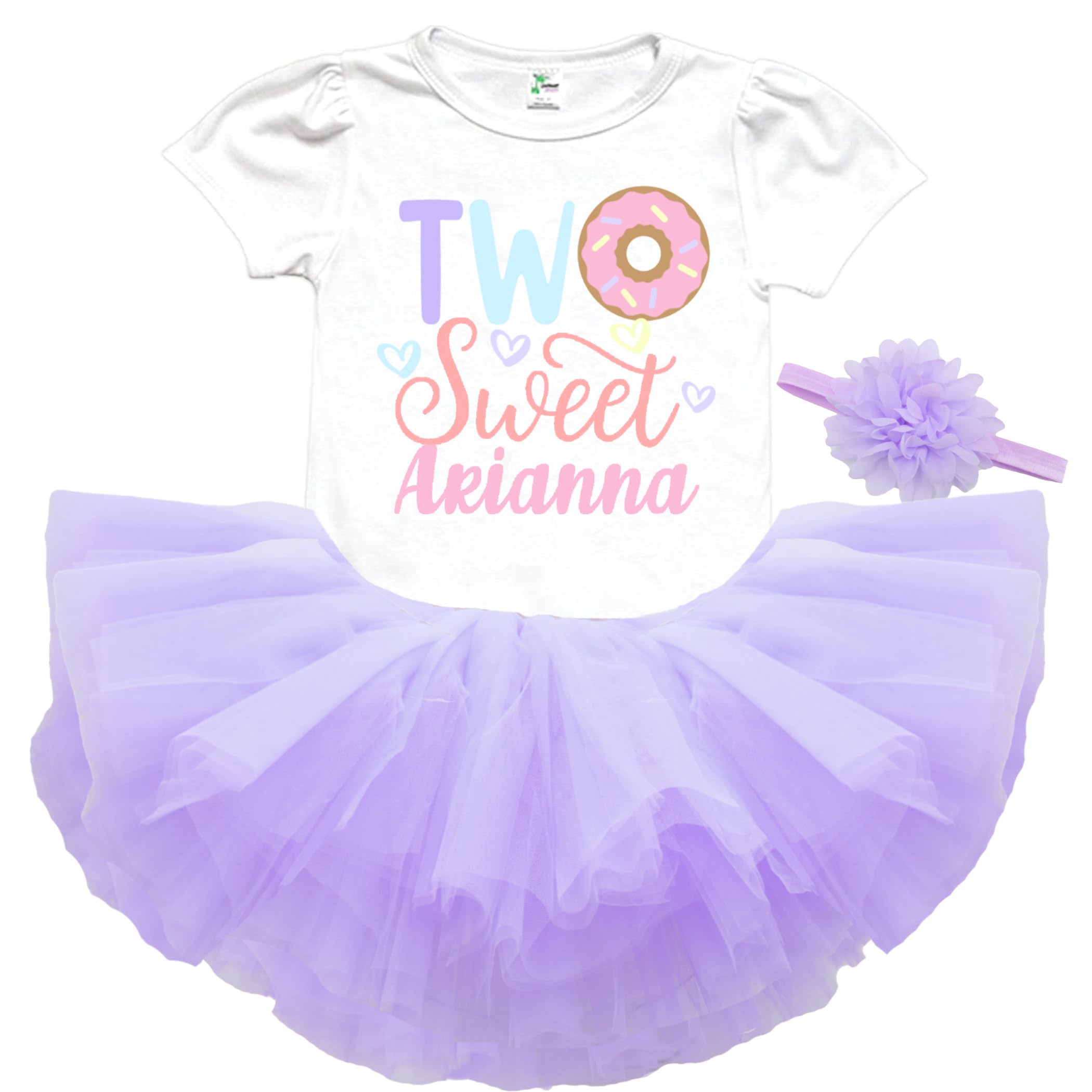 Sweet One Birthday Outfit for Girls - Pastel Pink Tutu Skirt, Donut Print Shirt & Headband Set (3-Piece) | 1st, 2nd, 3rd Birthday Romper for Baby & Toddler Girls | Perfect for Birthday Photos, Party Outfits & Special Occasions
