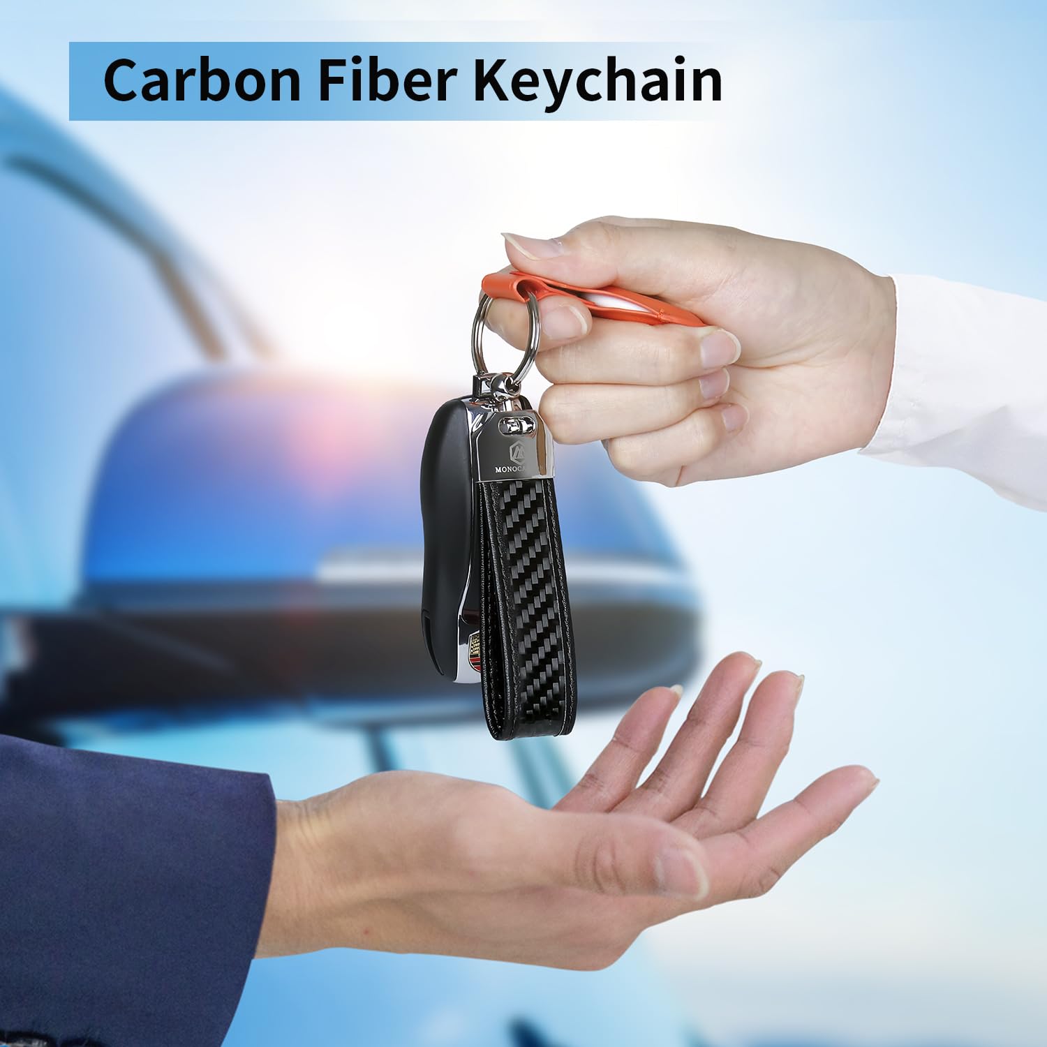 Premium MONOCARBON Real Carbon Fiber Keychain Clip with Ring - Slim Luxury Carabiner for Men's Keys | Durable EDC Keychain Gift for Husband, Boyfriend & Car Enthusiasts | Perfect for Everyday Carry, Key Organization & Vehicle Accessories