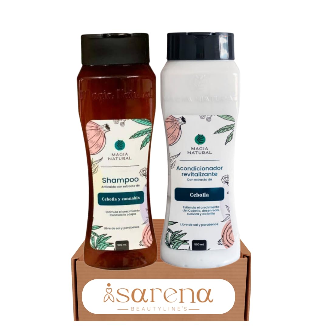 Isarena Beautyline Magia Natural Onion Shampoo & Conditioner Set (2 x 500ml) - Hair Growth Treatment for Thinning Hair, Anti-Hair Loss with Natural Ingredients | For Damaged Hair Repair & Scalp Care | Daily Hair Care Routine for Men & Women