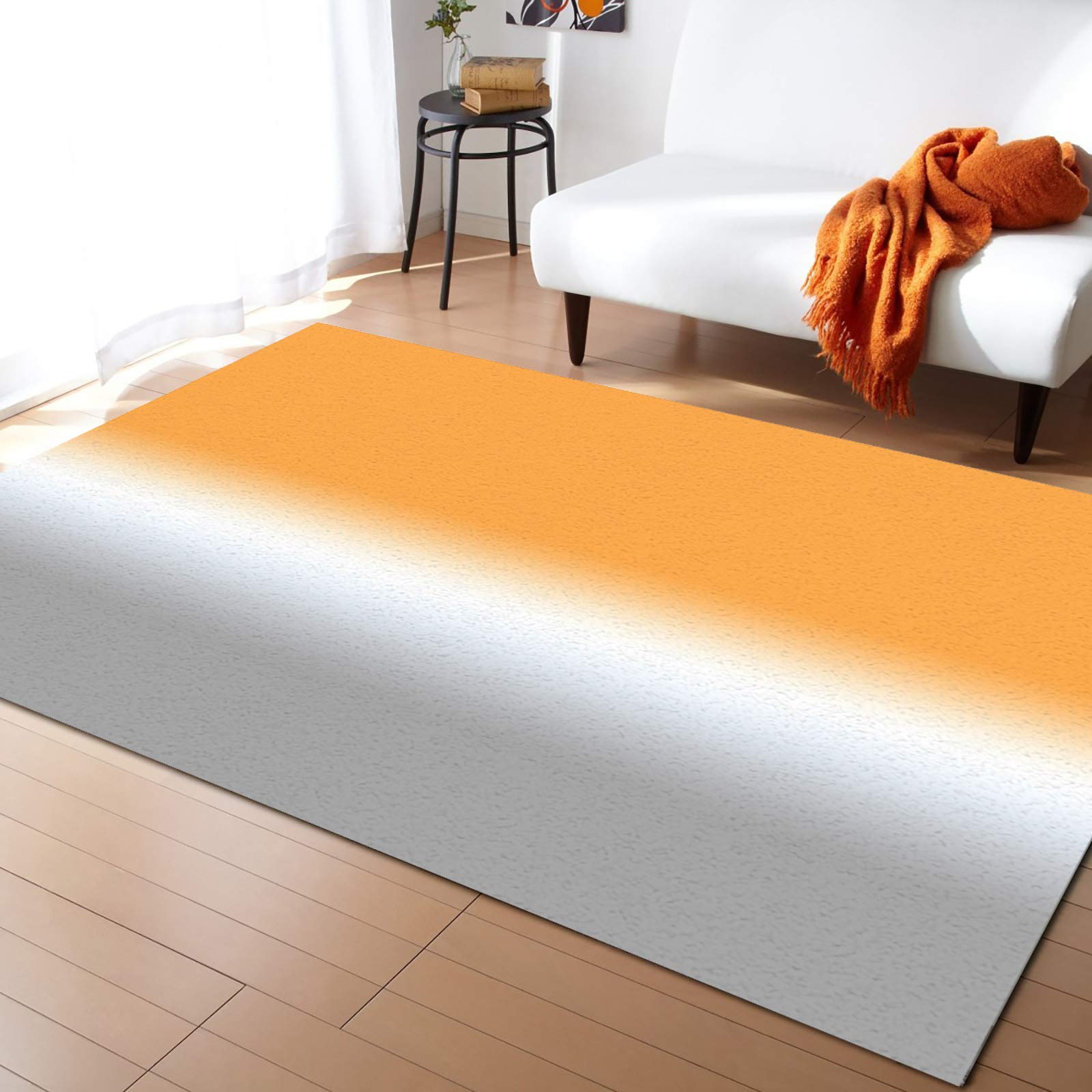 LBDecor 5x7ft Large Non-Slip Area Rug - Orange Grey Ombre Gradient Runner Rug for Living Room, Bedroom, Hallway, Nursery | Indoor/Outdoor Decor | Thanksgiving Home Decor | Soft Textured Carpet for Cozy Spaces