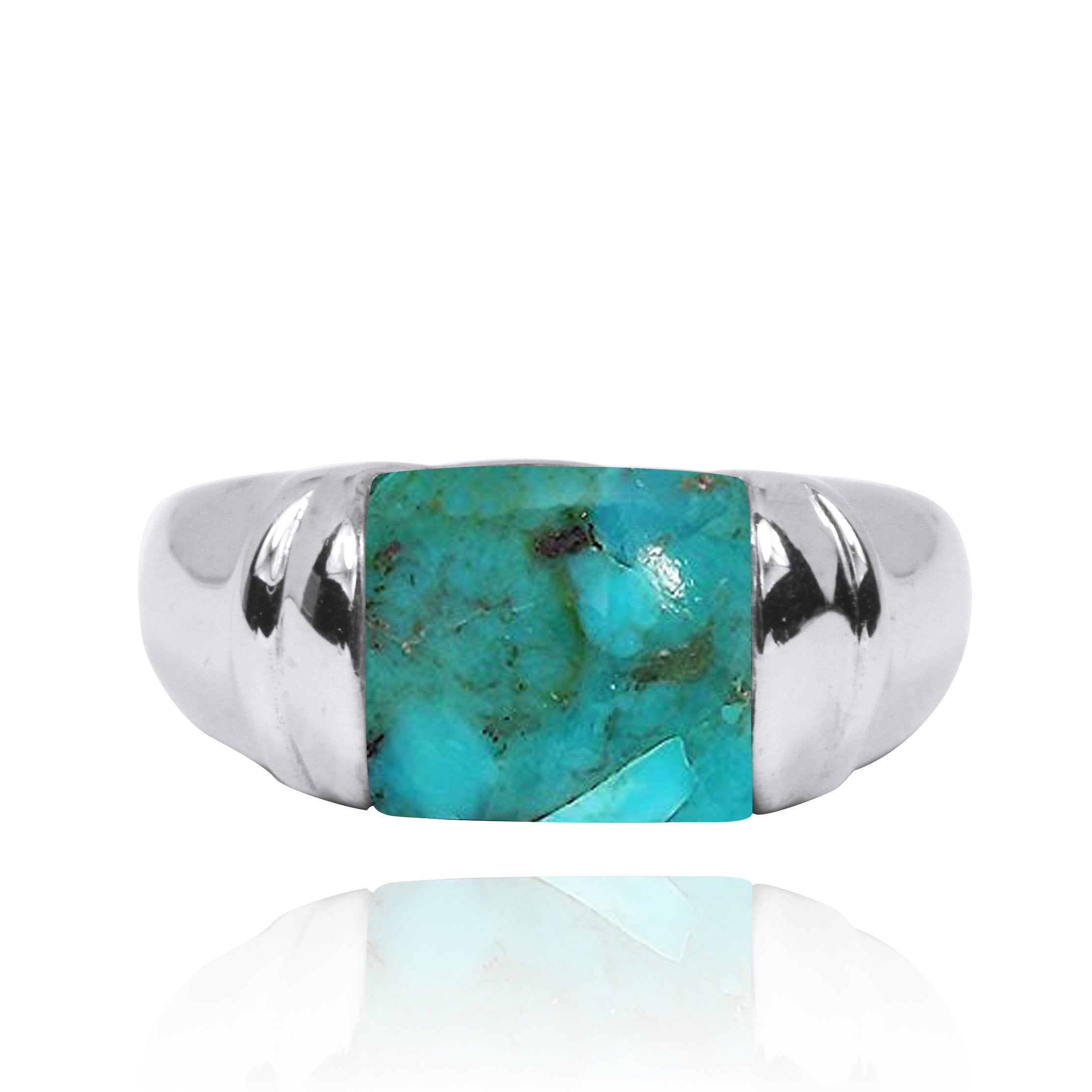 Natural Compressed Turquoise Gemstone Ring for Women - Handmade Sterling Silver Jewelry - Perfect for Boho, Western & Everyday Fashion