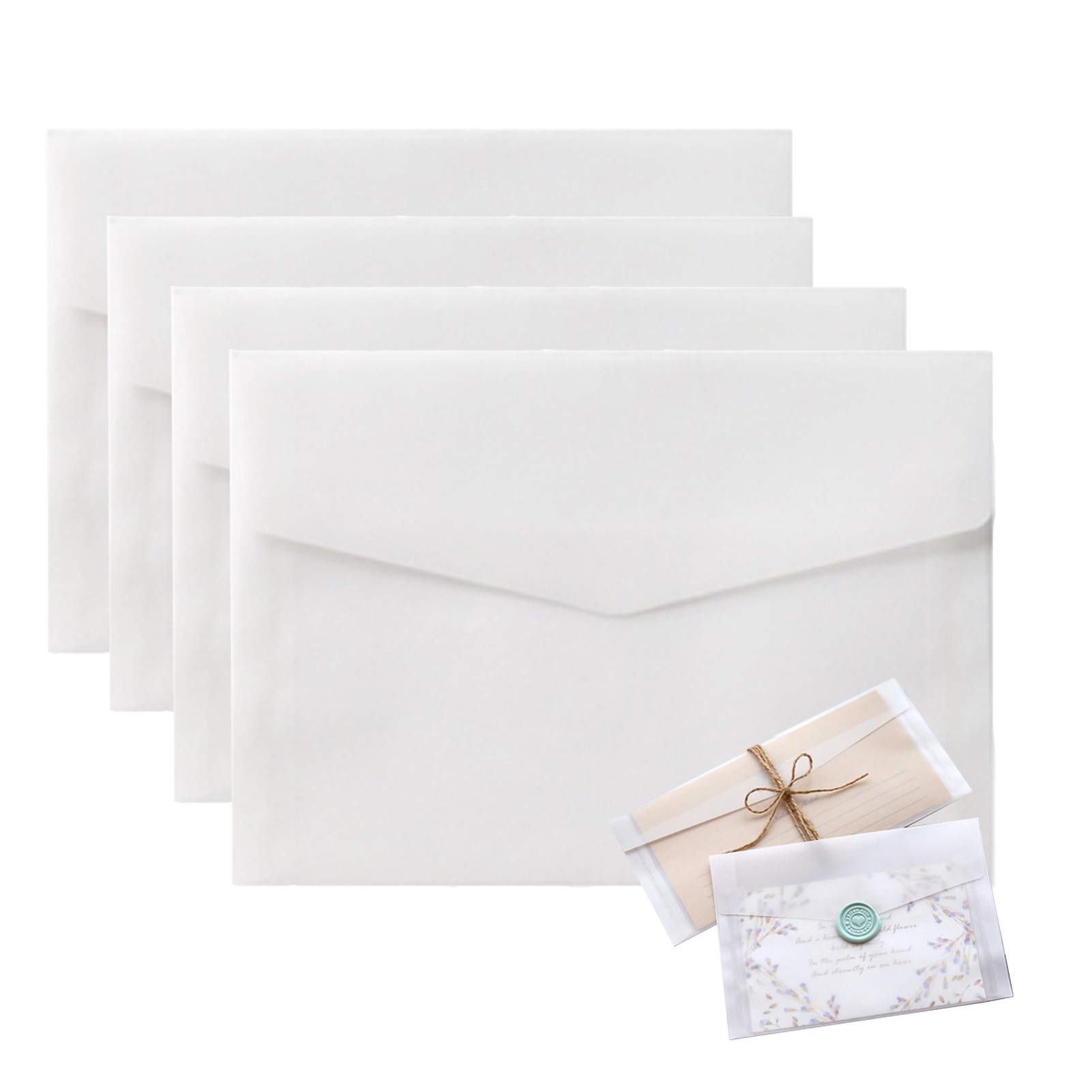 Premium White Translucent Wedding Invitation Envelopes - 50 Pack (4.9x6.89 Inch) with Gift Card Window - Perfect for Greeting Cards, Party Invitations, Birthday Cards & Postcards - Elegant Stationery for Special Occasions