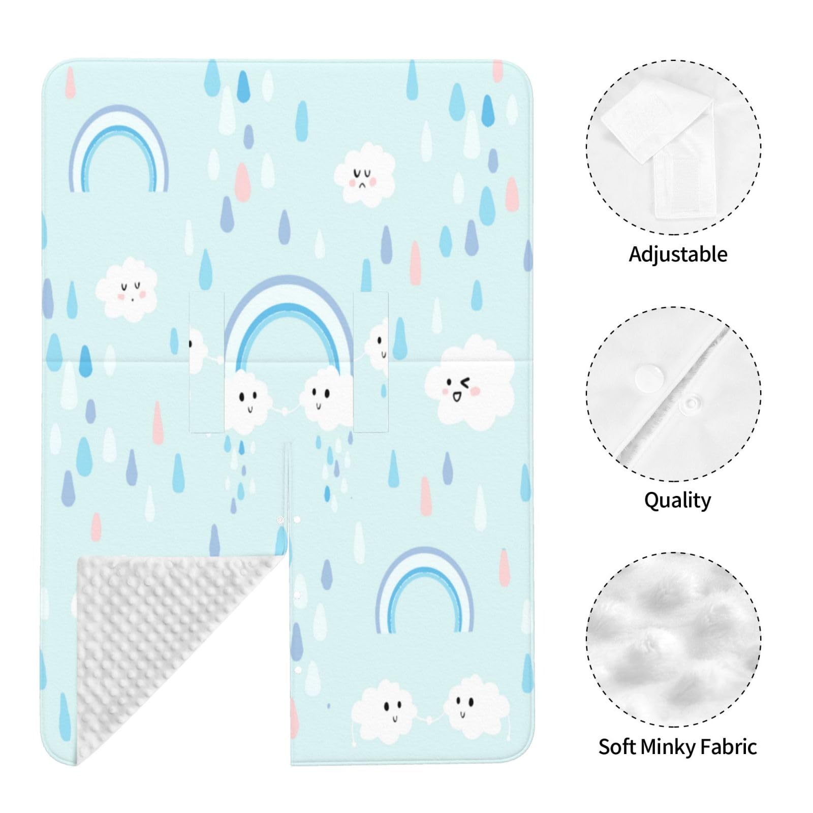 Peekaboo Opening Car Seat Cover for Babies & Infants - Breathable Clouds Rain Design Nursing Canopy - Perfect for Travel, Stroller & Car Safety