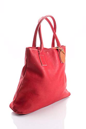 Stylish Women's Passion Red Leather Tote Shoulder Bag - Genuine Cowhide African Leather Handbag for Work, Travel & Everyday Use | Fashionable Ladies Purse