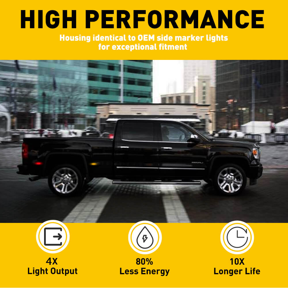 LED Fender Side Marker Light for 1999-2014 Chevrolet Silverado & GMC Sierra 2500HD/3500HD Dually Models - Waterproof & Durable Truck Accessories for Night Driving Safety