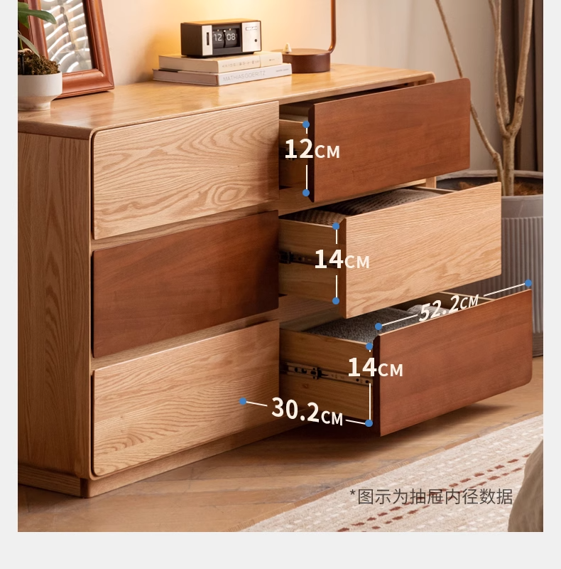 Solid Oak Wood Modern Drawer Cabinet - Stylish Storage Solution for Living Room, Bedroom & Office Organization