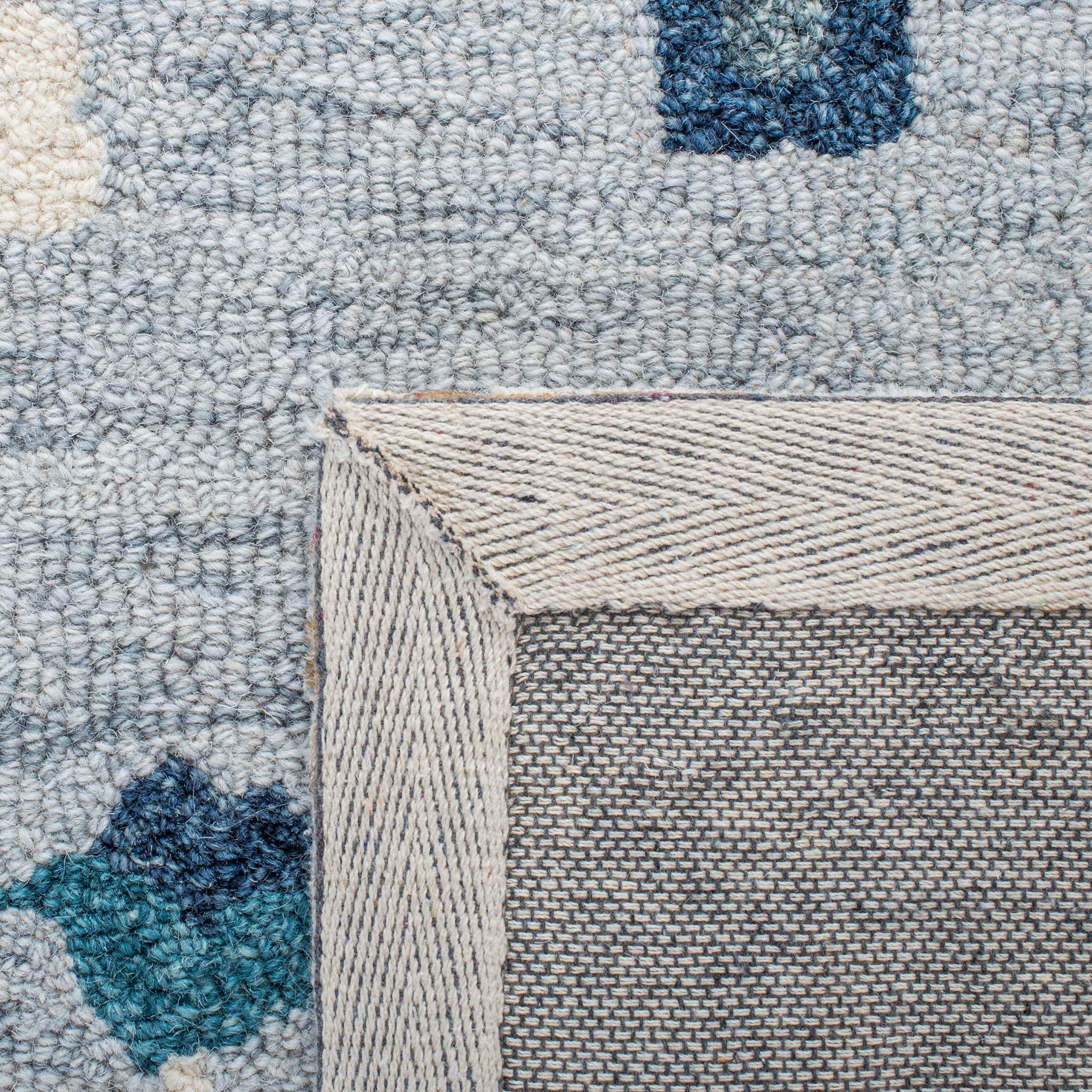 SAFAVIEH Metro Collection 6'x6' Square Blue & Ivory Wool Area Rug - Handmade Premium Quality for Living Room, Dining Room & Bedroom Decor | Soft & Durable Floor Covering for Home Interior Design