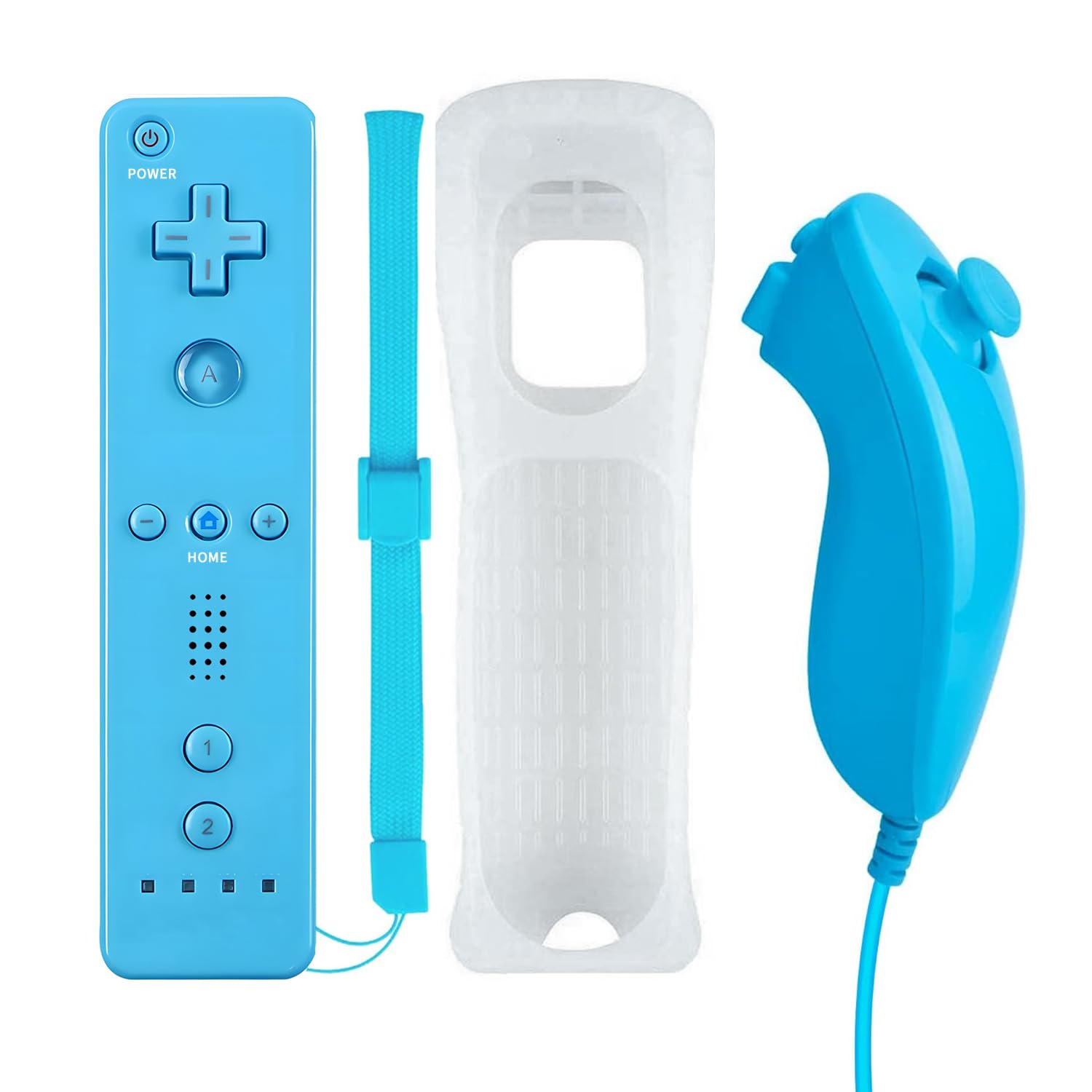 QUMOX Wireless Remote Controller and Nunchuk Joystick for Nintendo Wii & Wii U - Blue | Gaming Accessories for Family Fun & Party Games