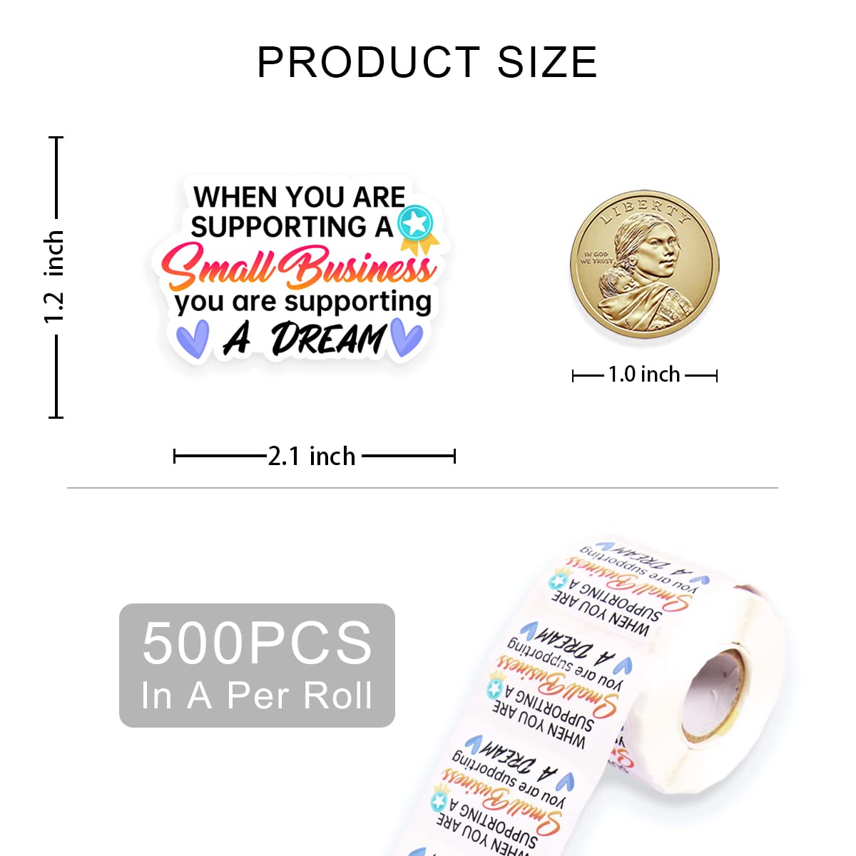 Funny Small Business Stickers - 500 PCS Thank You Stickers for Packaging, Mail & Shipping - Cute 'Supporting a Dream' Business Stickers for Envelopes & Orders - Perfect for Etsy Sellers, Online Shops & Small Business Branding