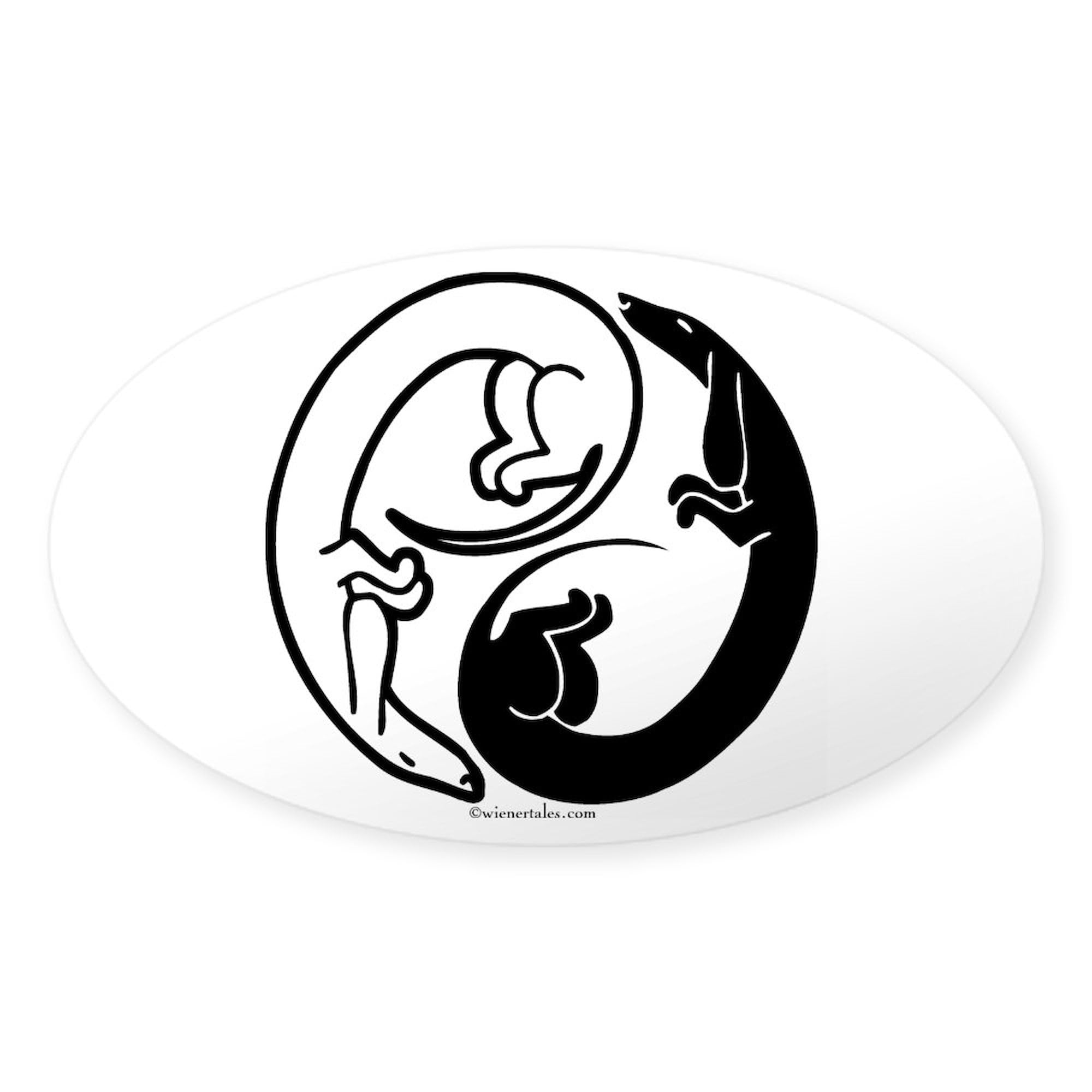 Wiener Dog Harmony Oval Sticker - Funny Dachshund Car Bumper Decal for Cars, Trucks & Laptops - Cute Dog Lover Gift for Pet Owners