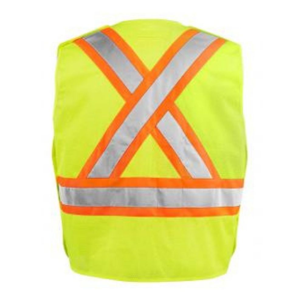 Terra Hi-Vis 5-Point Tear-Away Safety Vest with Zipper - High Visibility Yellow (116585YL) for Construction, Road Work & Emergency Responders