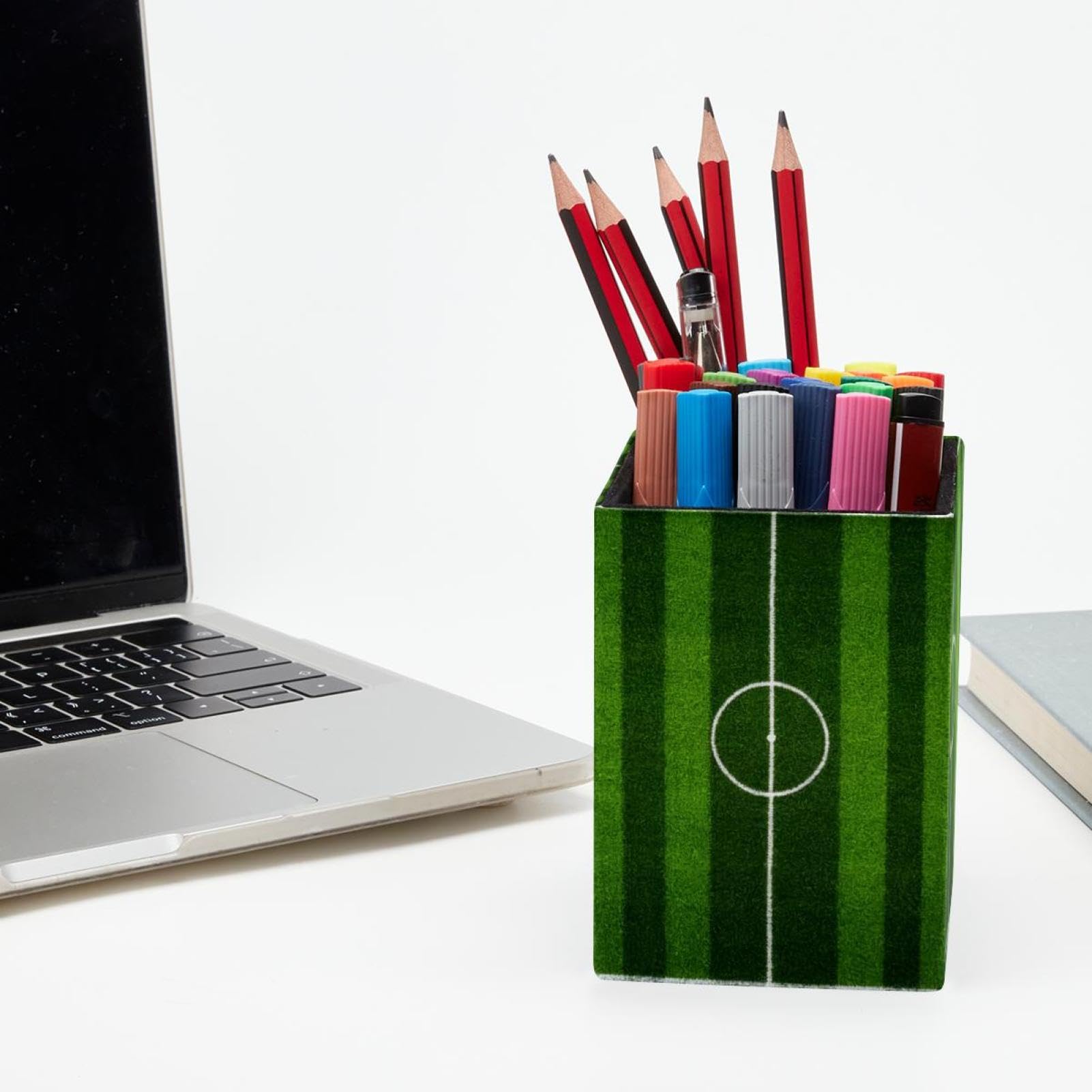 Football-Themed Pen Holder for Desk - Stylish Pencil Organizer with Sports Court Design - Perfect Office Supplies for Football Fans & Workspace Decor