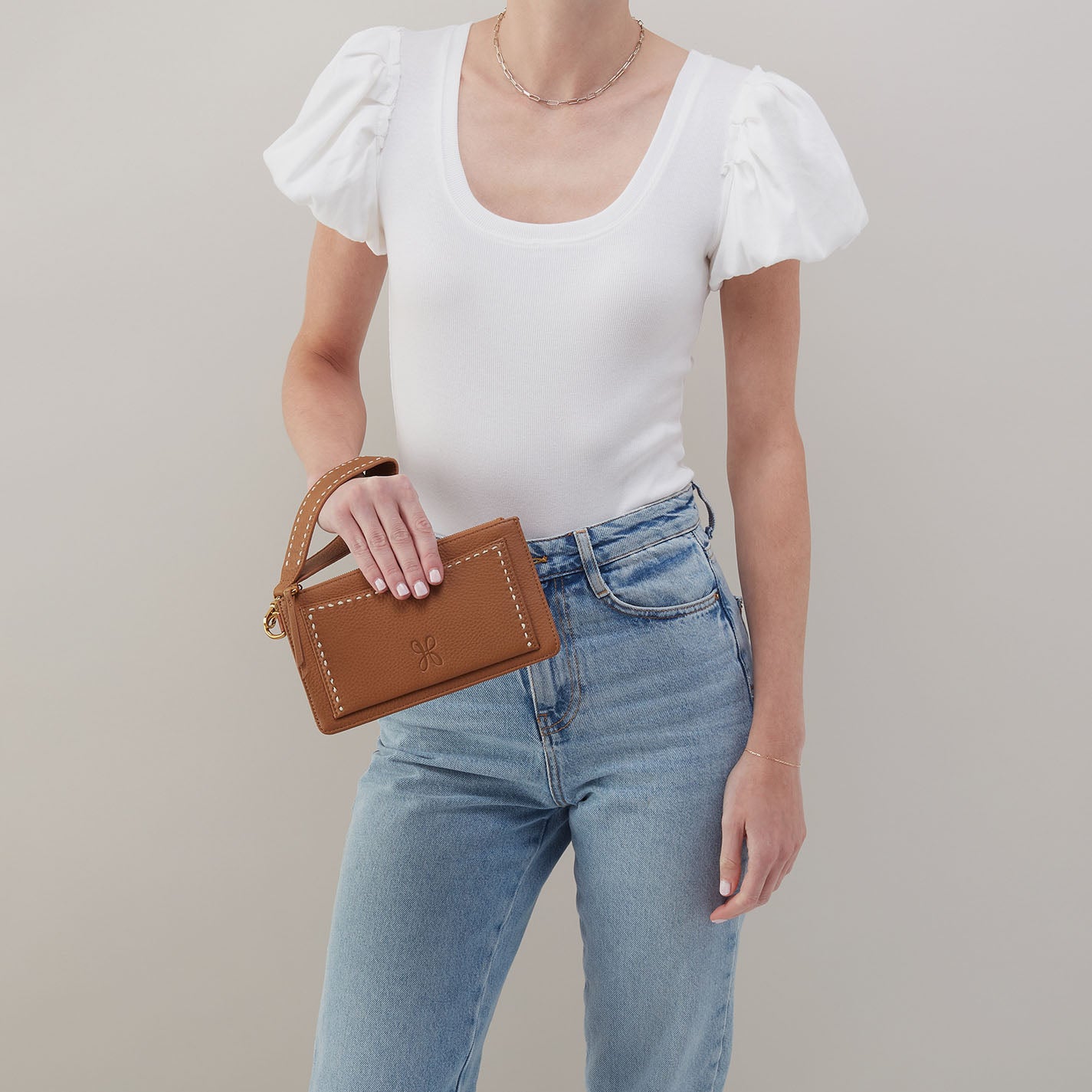 Hart Pebbled Leather Wristlet Wallet - Warm Honey Color | Stylish & Compact for Everyday Use, Travel, and On-the-Go Convenience