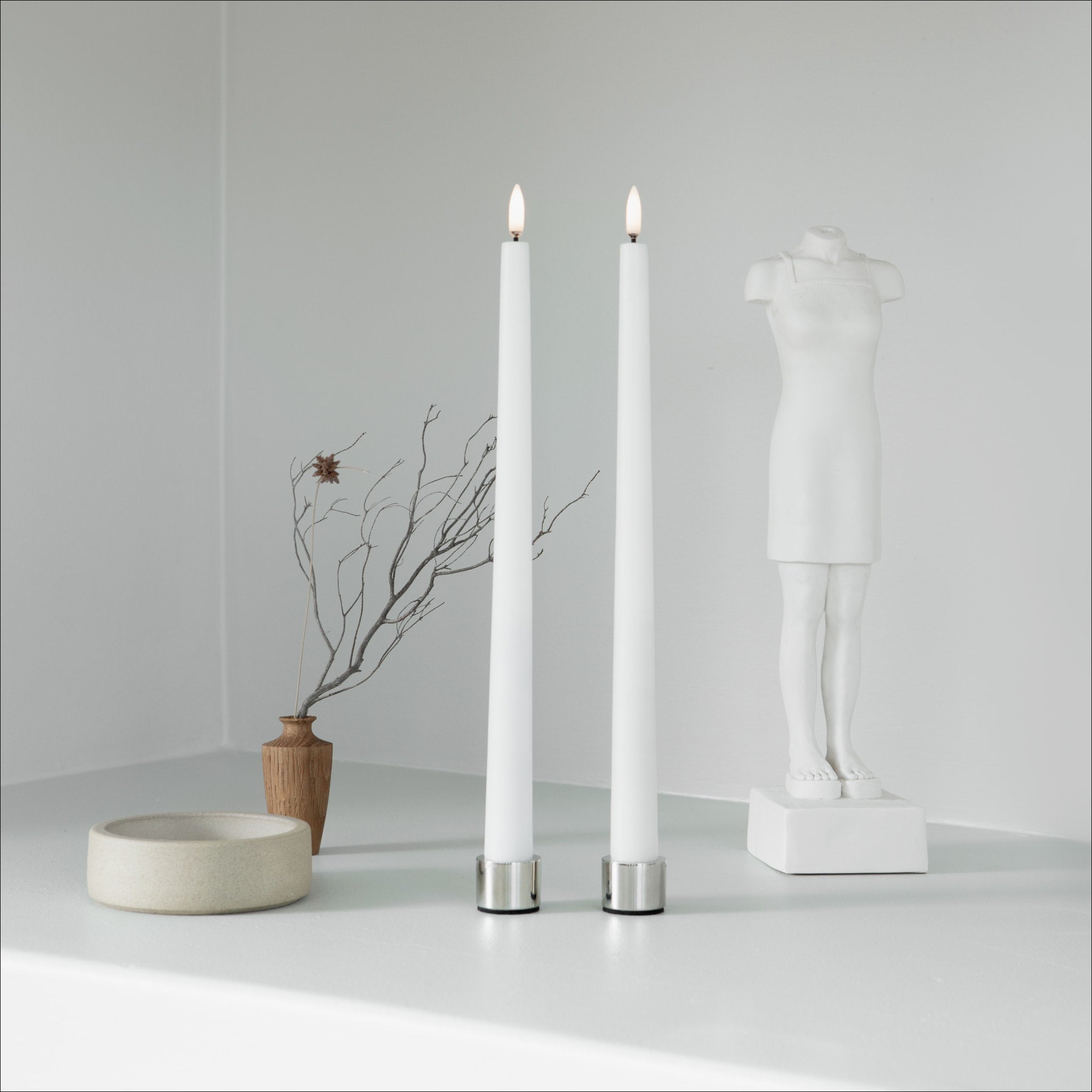 Polished Chrome Metal Taper Candle Holders Set of 2 - Elegant Table Decor for Weddings, Dining & Home Decoration