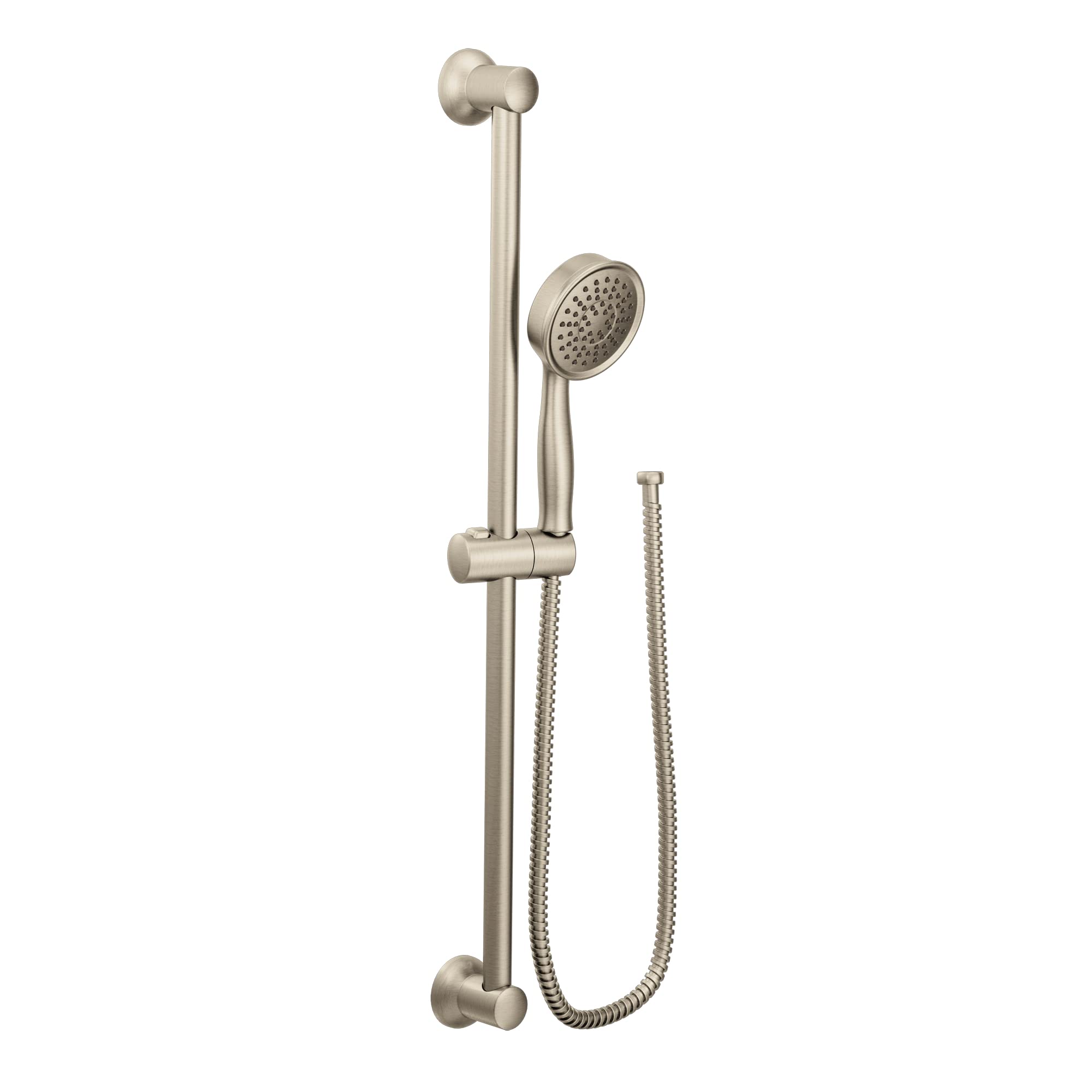Moen A725BN Drop Ell & 3668EPBN Handheld Showerhead Set with 69-Inch Hose & 24-Inch Slide Bar in Brushed Nickel - Perfect for Bathroom Renovation & Spa-Like Shower Experience