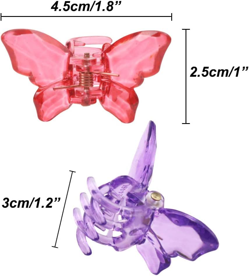 Butterfly Hair Claw Clips - Transparent Crystal Non-Slip Jaw Clips for Women, 3-Pack Small Multicolor Hair Accessories (Gift Idea) - Perfect for Parties, Weddings & Everyday Styling