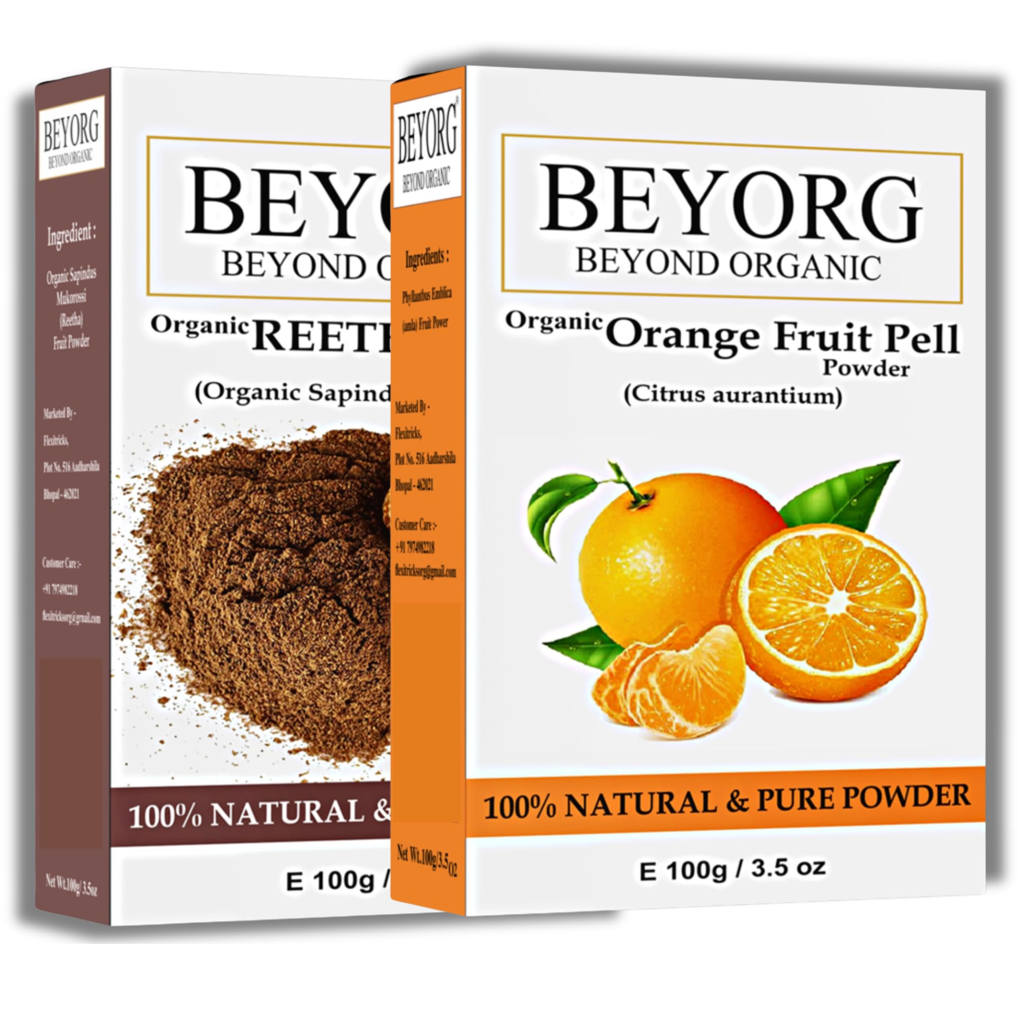 **100% Pure Reetha Powder & Natural Herbal Orange Peel Powder Combo Pack (200g) - Organic Hair & Skin Care for Shine & Glow - DIY Beauty & Ayurvedic Remedies**