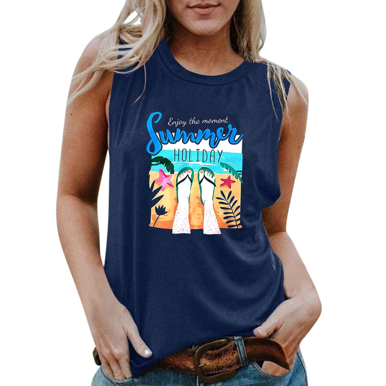 Women's Rainbow V-Neck Tank Top - Fashion Casual Printed Blouse & Yoga Shirt for Workout, Summer Outfits & Beach Wear