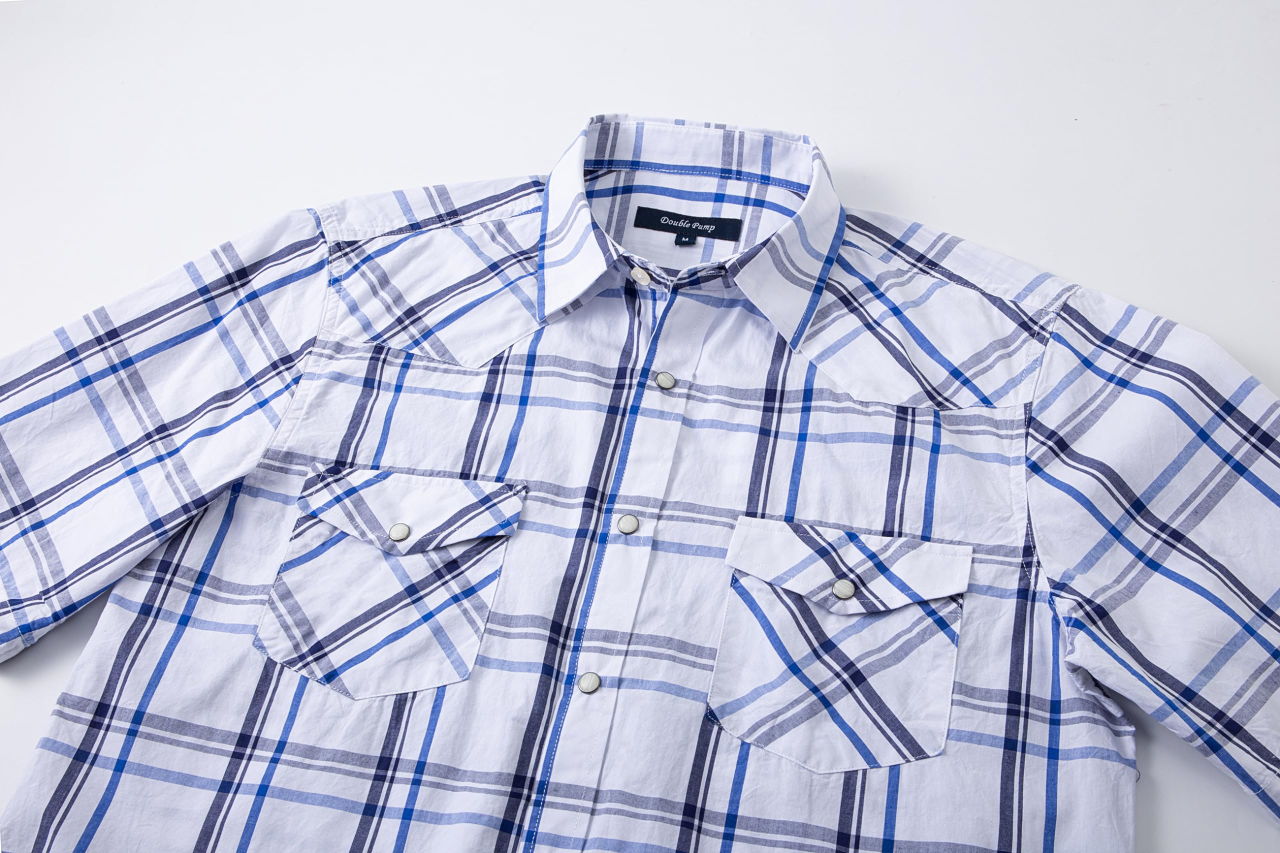 Men's Short Sleeve Western Shirts with Pearl Snap Buttons - Casual Button Up Plaid Shirt Regular Fit for Cowboy, Rodeo & Country Style Outfits - Perfect for Concerts, Parties and Outdoor Adventures