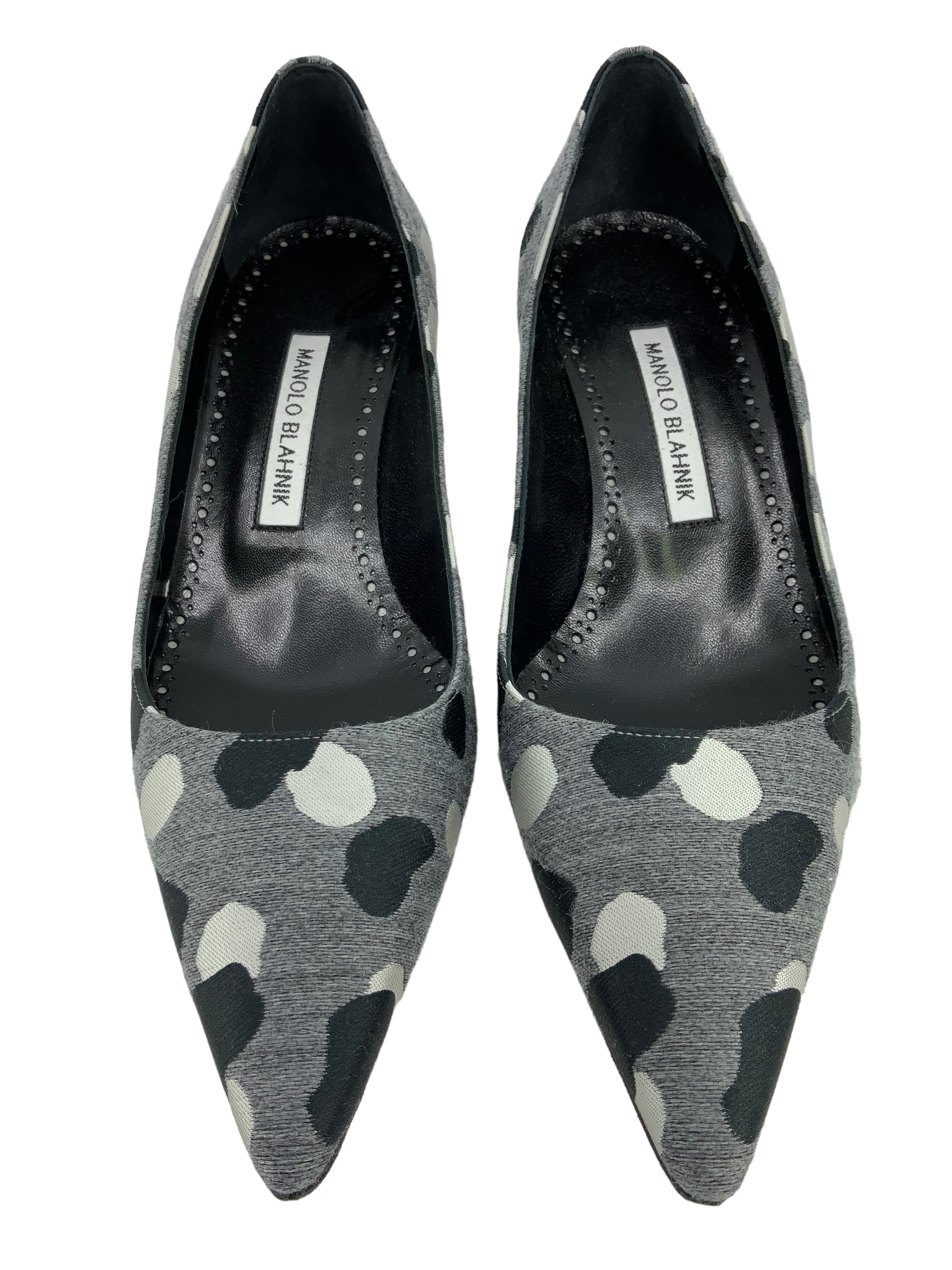Manolo Blahnik Polka Dot Fabric Pumps Women's Size 7.5 | Elegant Designer Heels for Weddings, Parties & Special Occasions