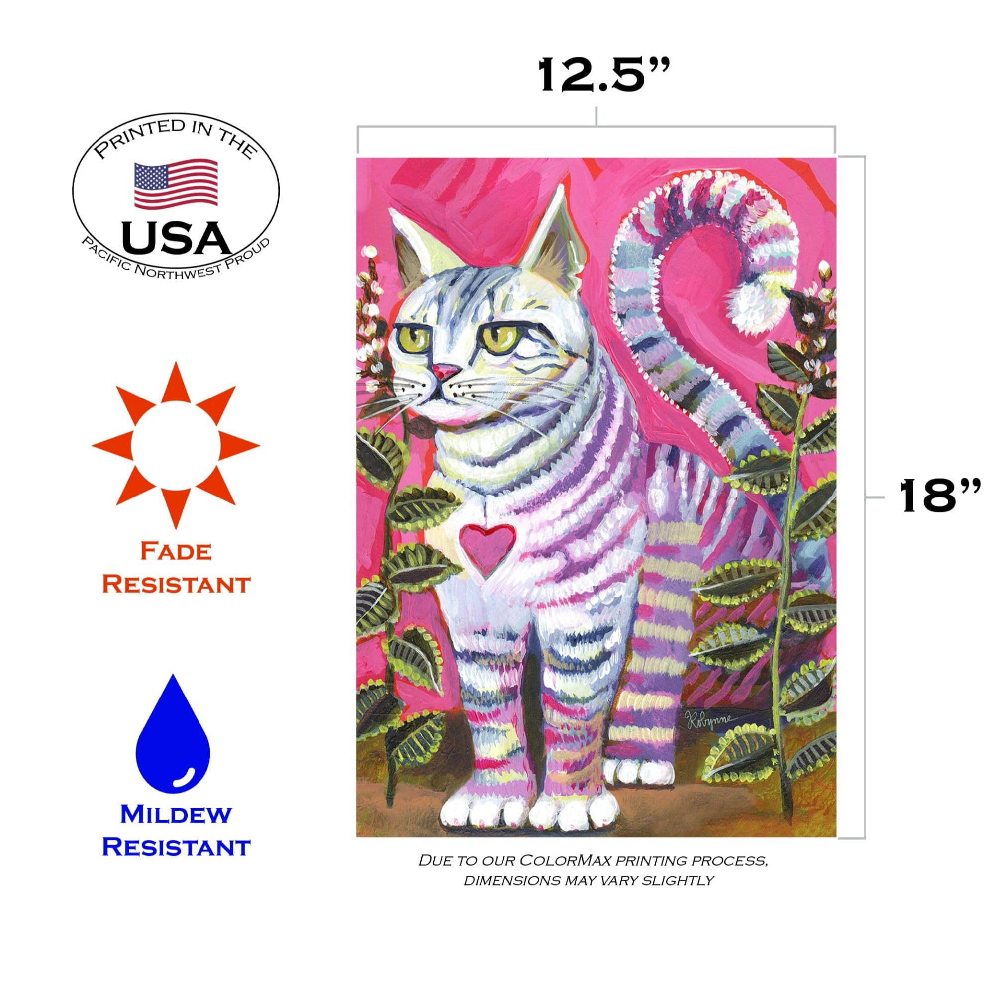 Toland Home Garden 12x18 Inch Double Sided Catnip No Touch Cat Flag - Outdoor Kitty Yard Decoration for Garden, House & Patio - Perfect for Cat Lovers & Pet-Friendly Outdoor Decor