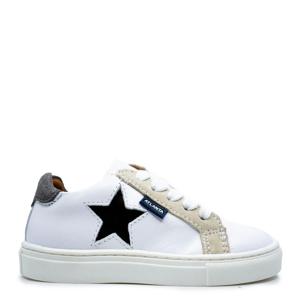 Atlanta Moccasin White and Black Star Sneakers - Comfortable Casual Shoes for Men & Women | Perfect for Walking, Travel & Everyday Wear