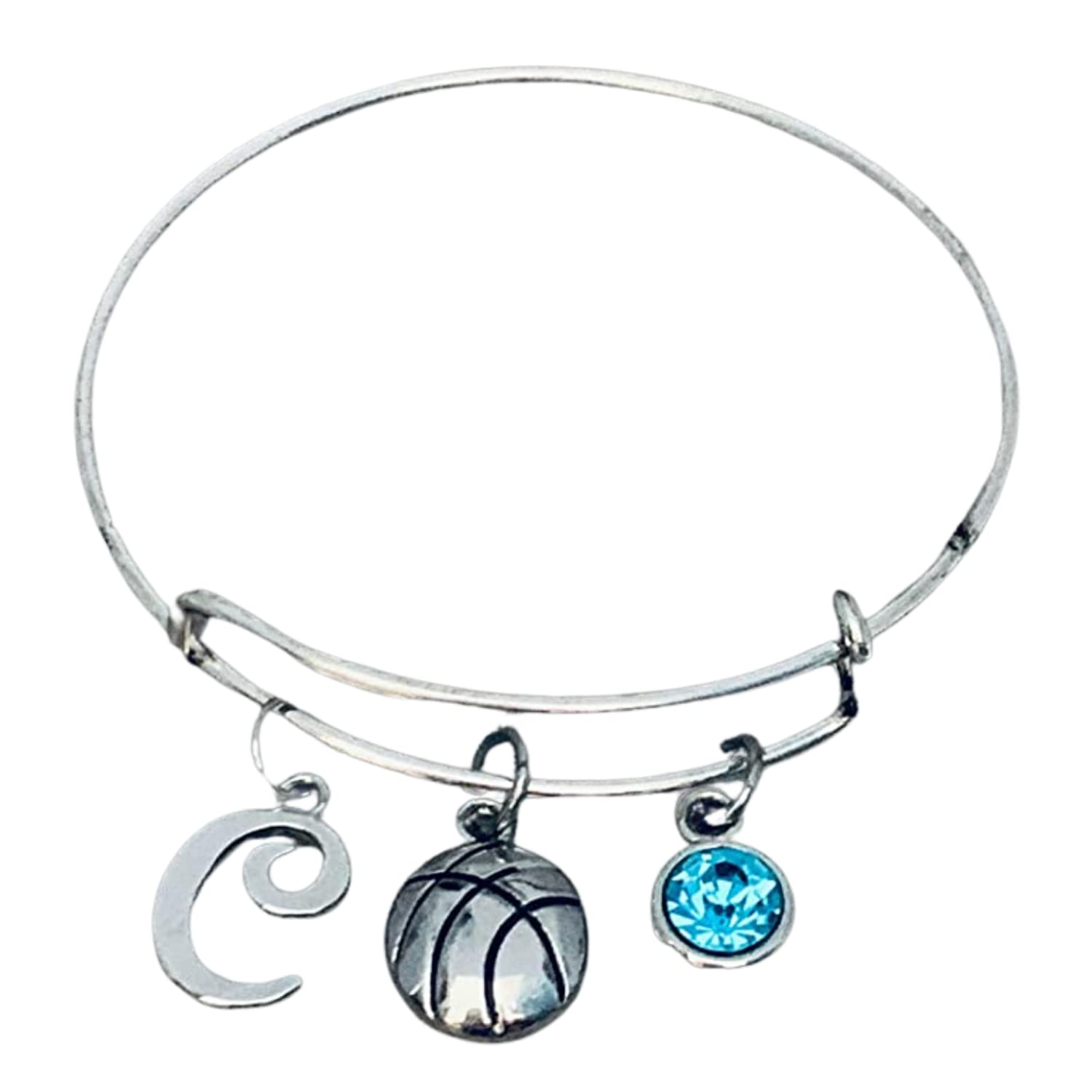 Custom Basketball Charm Bracelet for Women - Personalized Silver Basketball Jewelry Gift for Players & Teams - Perfect for Game Days, Birthdays & Sports Enthusiasts
