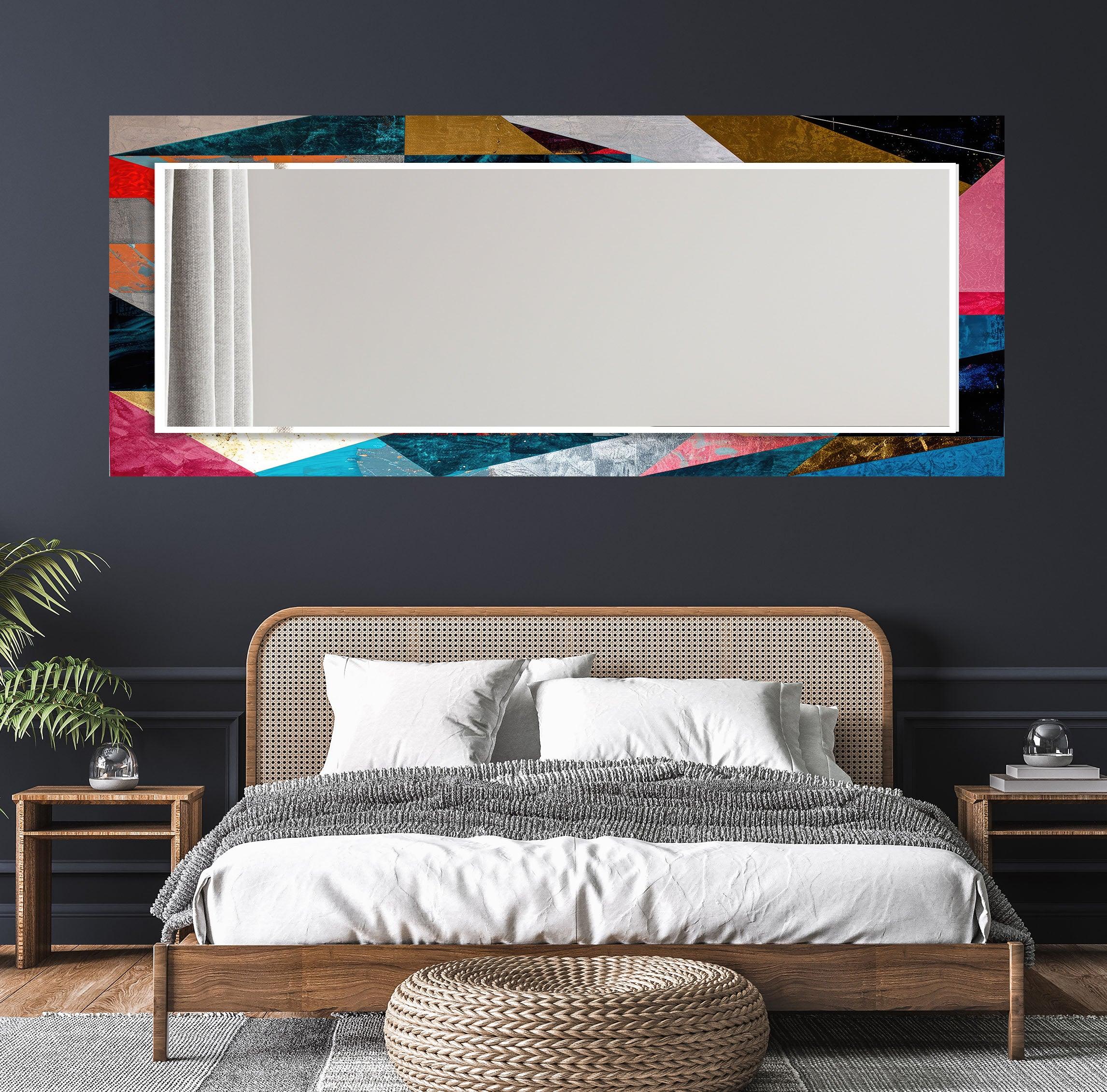Modern Geometric Wall Mirror - Stylish Hexagon, Triangle & Circle Design for Living Room, Bedroom, or Entryway Decor - Home & Office Interior Design Accent Piece