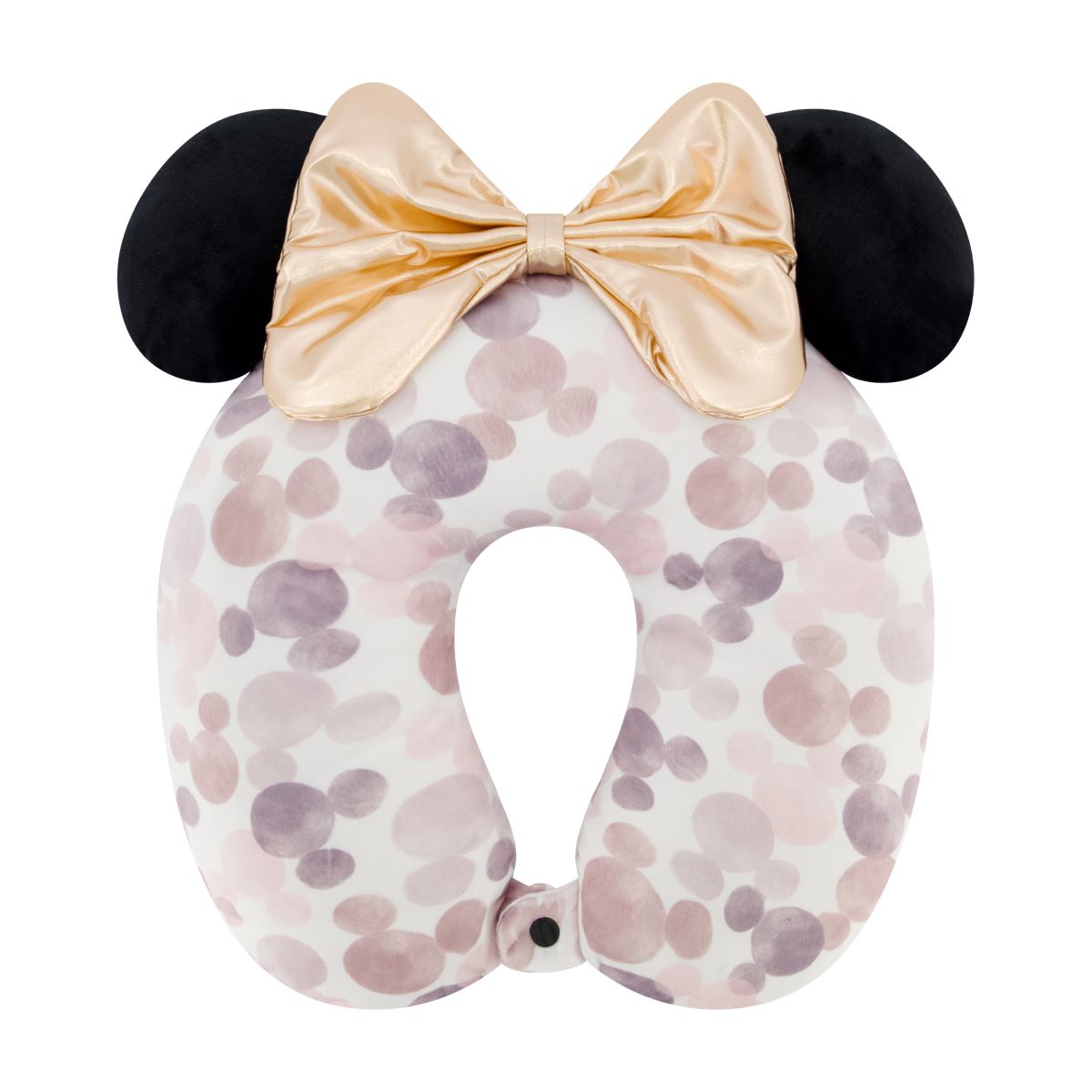 Disney Minnie Mouse 3D Ears & Bow Travel Pillow with Water Print - Soft Neck Support for Airplane, Car, Office & Home Use