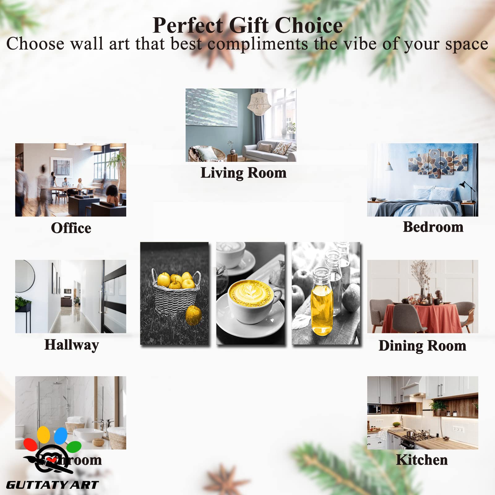 Modern Yellow Fruits Canvas Wall Art Set - 16
