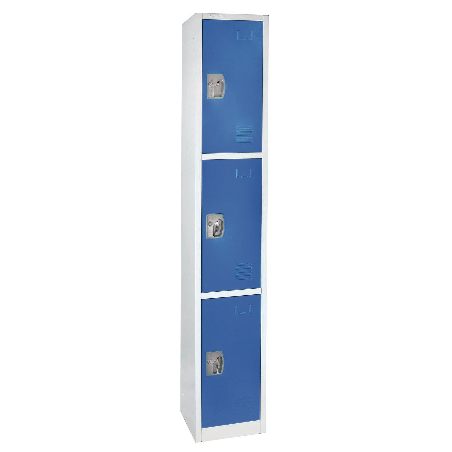 Steel Storage Locker with 3 Compartments - 12 x 12 x 72 Inches, Blue - Heavy-Duty School, Gym & Office Locker for Secure Storage