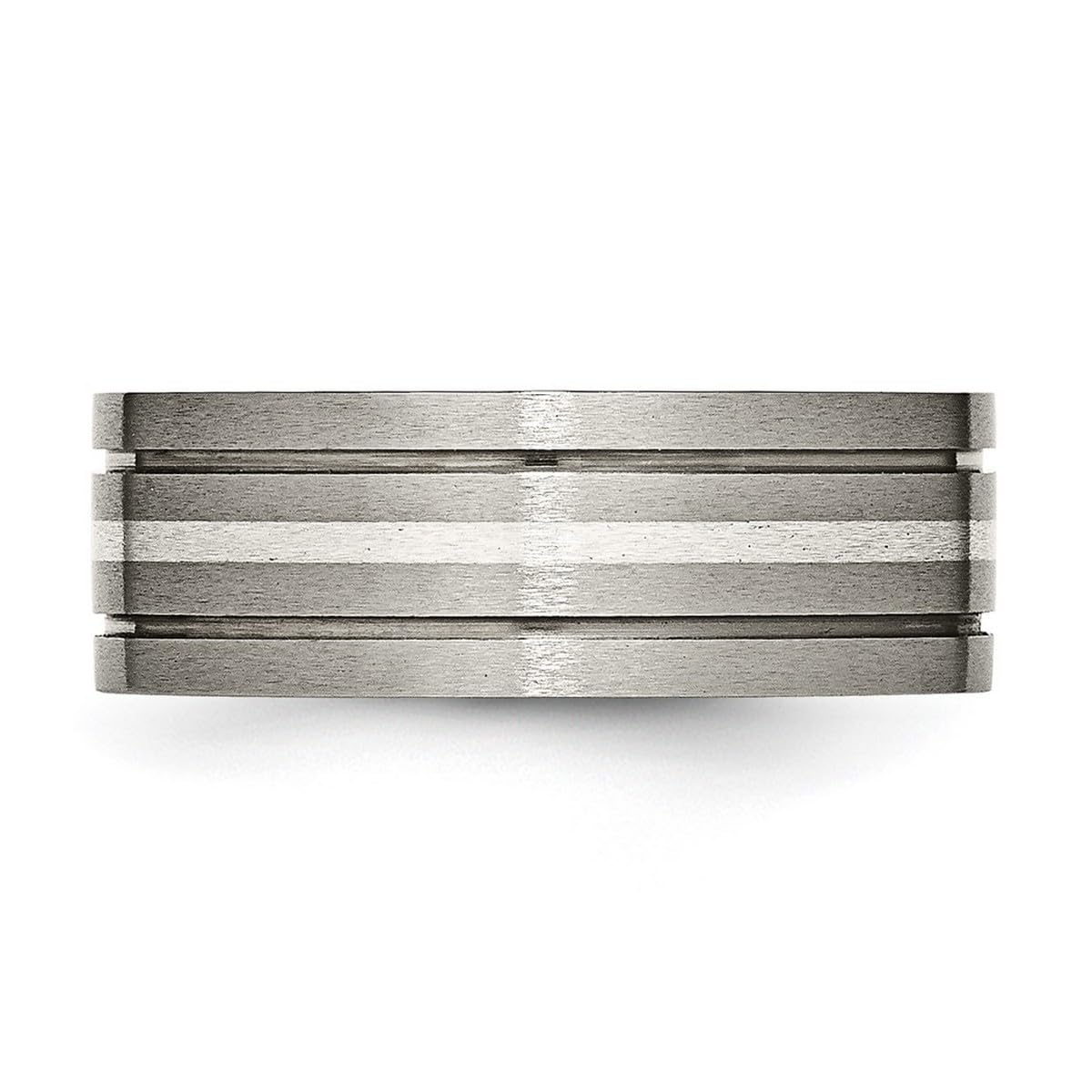 Titanium Grooved 925 Sterling Silver Inlay Brushed Band Ring for Men & Women - Durable Wedding, Engagement, or Fashion Jewelry in Multiple Sizes & Widths (2mm-8mm) - Perfect for Everyday Wear, Gifts & Special Occasions