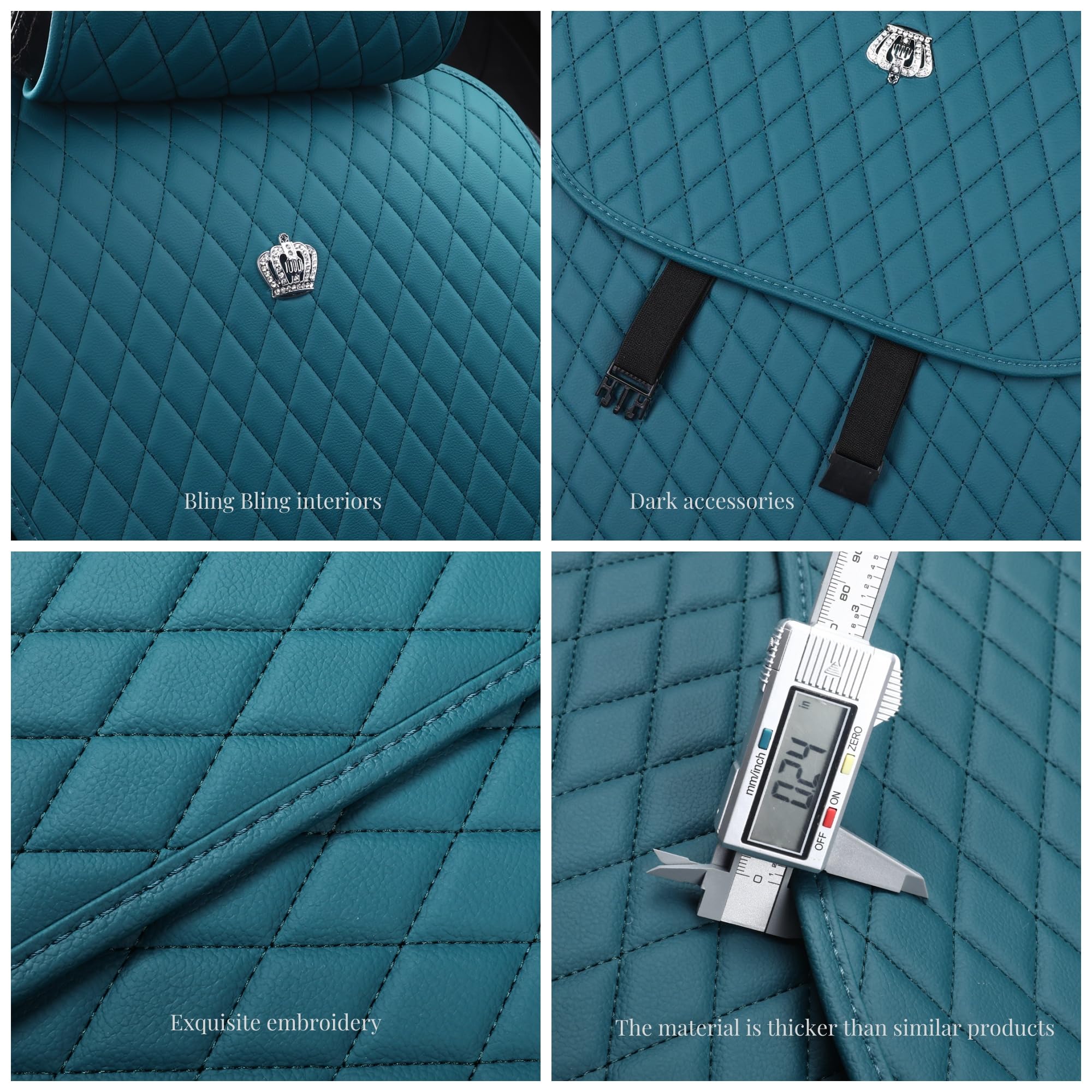 Premium Red Rain Universal Leather Car Seat Covers - 11-Piece Set with Crown Peacock Blue Design for Cars, Trucks, SUVs & Vans (2/3 Coverage) | Waterproof & Comfortable for Daily Commute, Road Trips & Family Travel