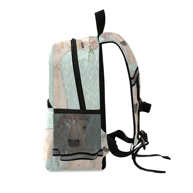 SUABO Cute Horse & Flowers Kids Backpack for Boys & Girls - Pony Themed Toddler School Bag for Kindergarten & Preschool - Perfect for School, Travel & Outdoor Adventures