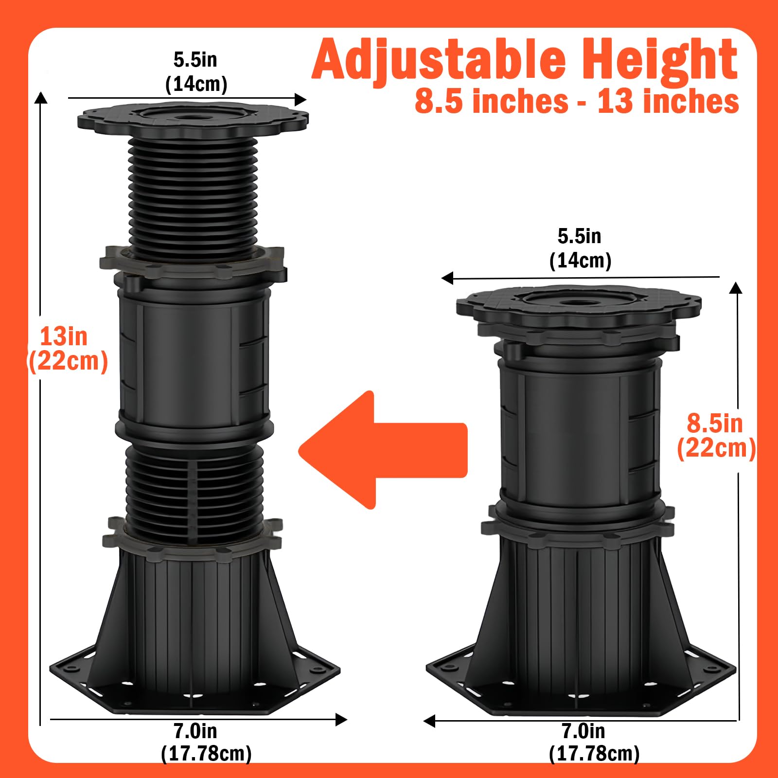 Adjustable Bed Support Legs 2Pcs - Bed Frame Center Support for Stability (8.5