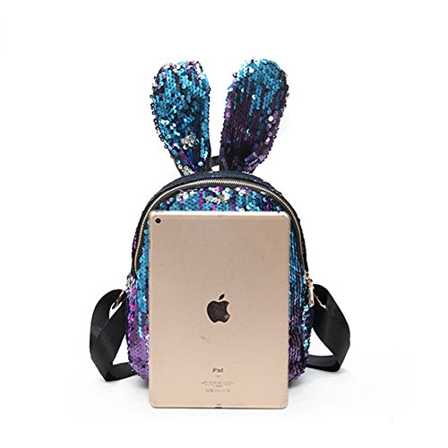 **Aibearty Sparkling Rabbit Ears Backpack for Women - Cute Sequins Rucksack, Casual Daypack for School, Travel & Cosplay**