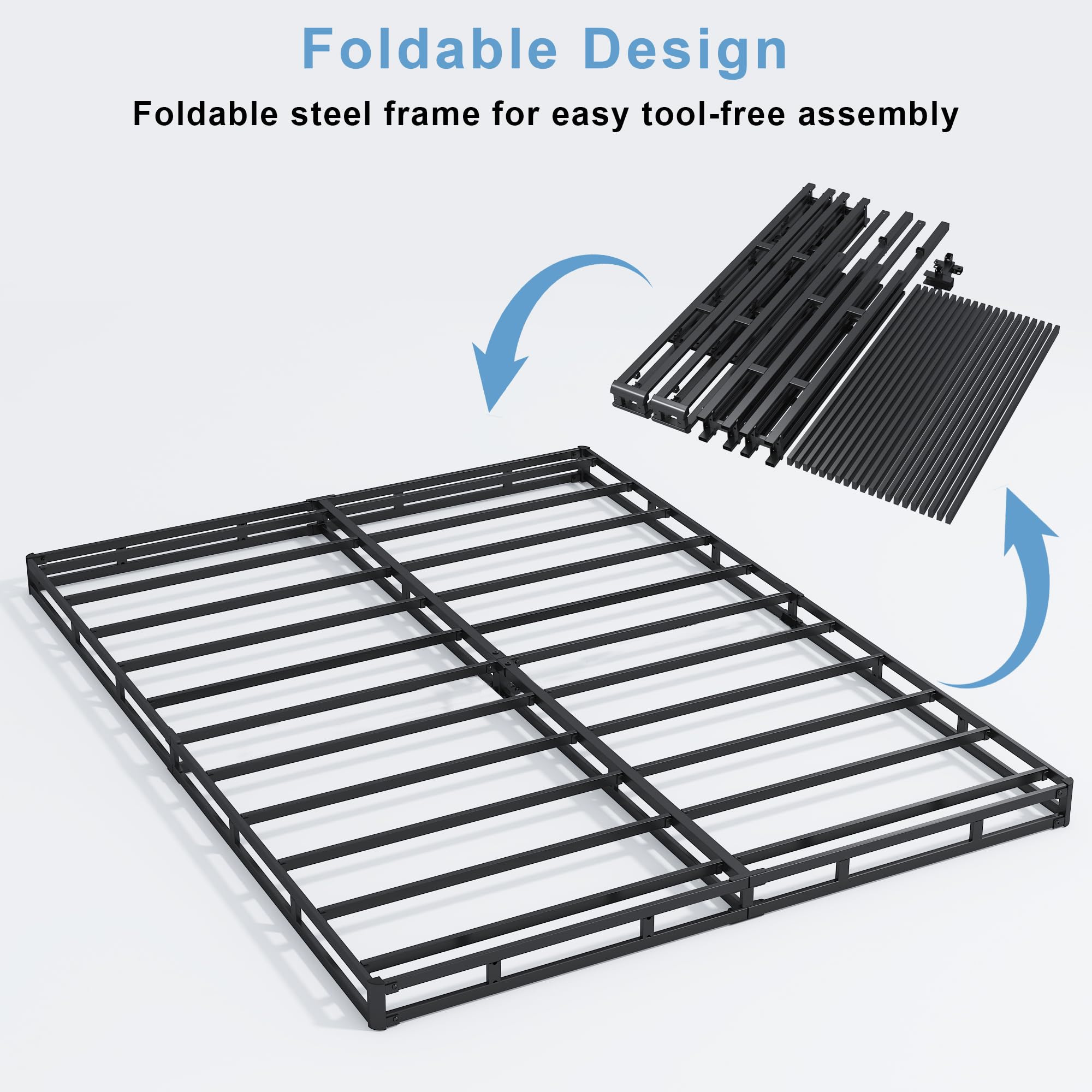 3 Inch Low Profile Queen Size Box Spring - Heavy Duty Metal Mattress Foundation for Queen Bed - Easy Assembly & Noise Free - Perfect for Guest Rooms, Dorms & Small Spaces