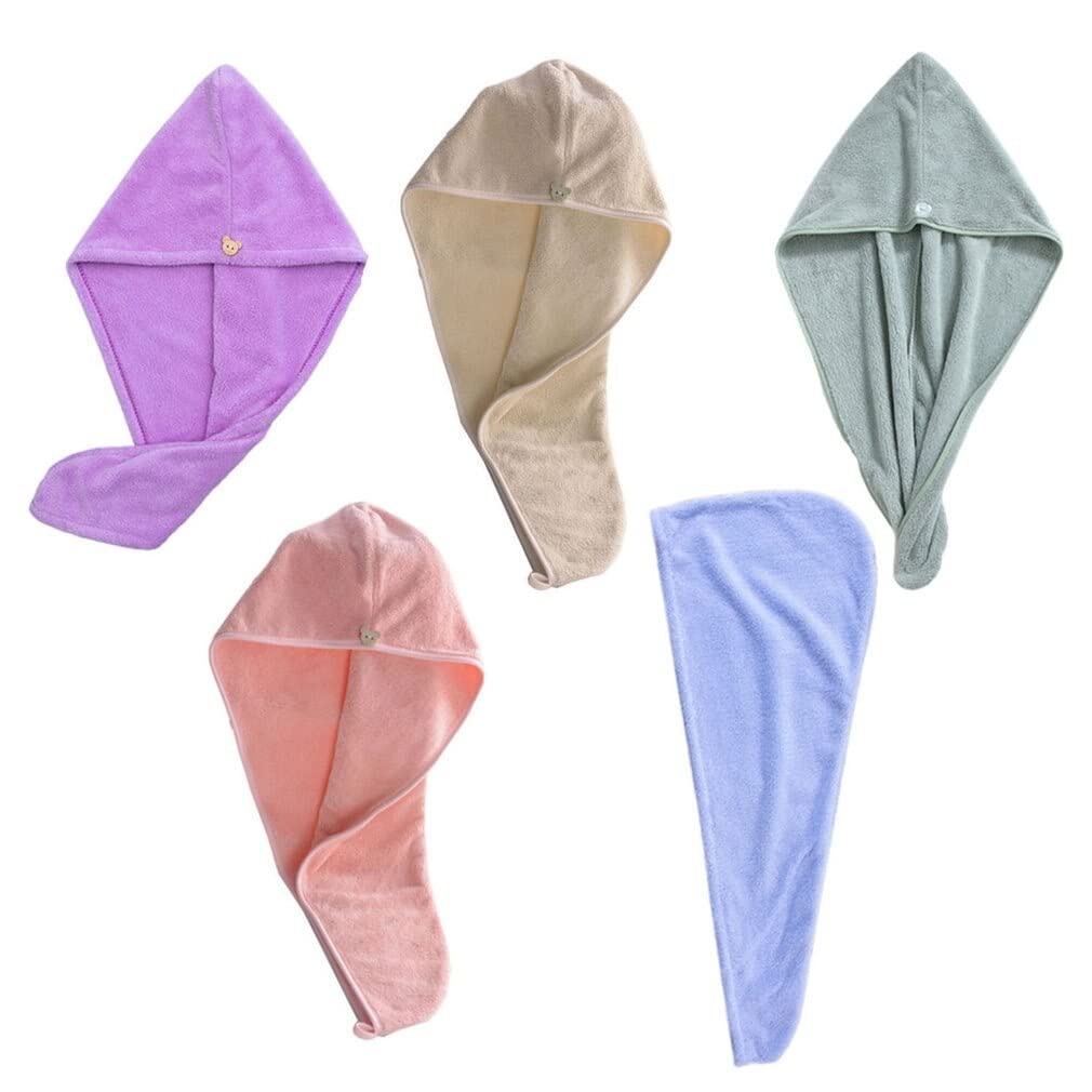 MEENIRA Microfiber Hair Towel Wrap - Super Absorbent Hair Turban for Women with Curly, Long & Thick Hair - Quick Dry Hair Cap for Shower, Salon & Home Use - Pack of 2 Multicolor Hair Covers