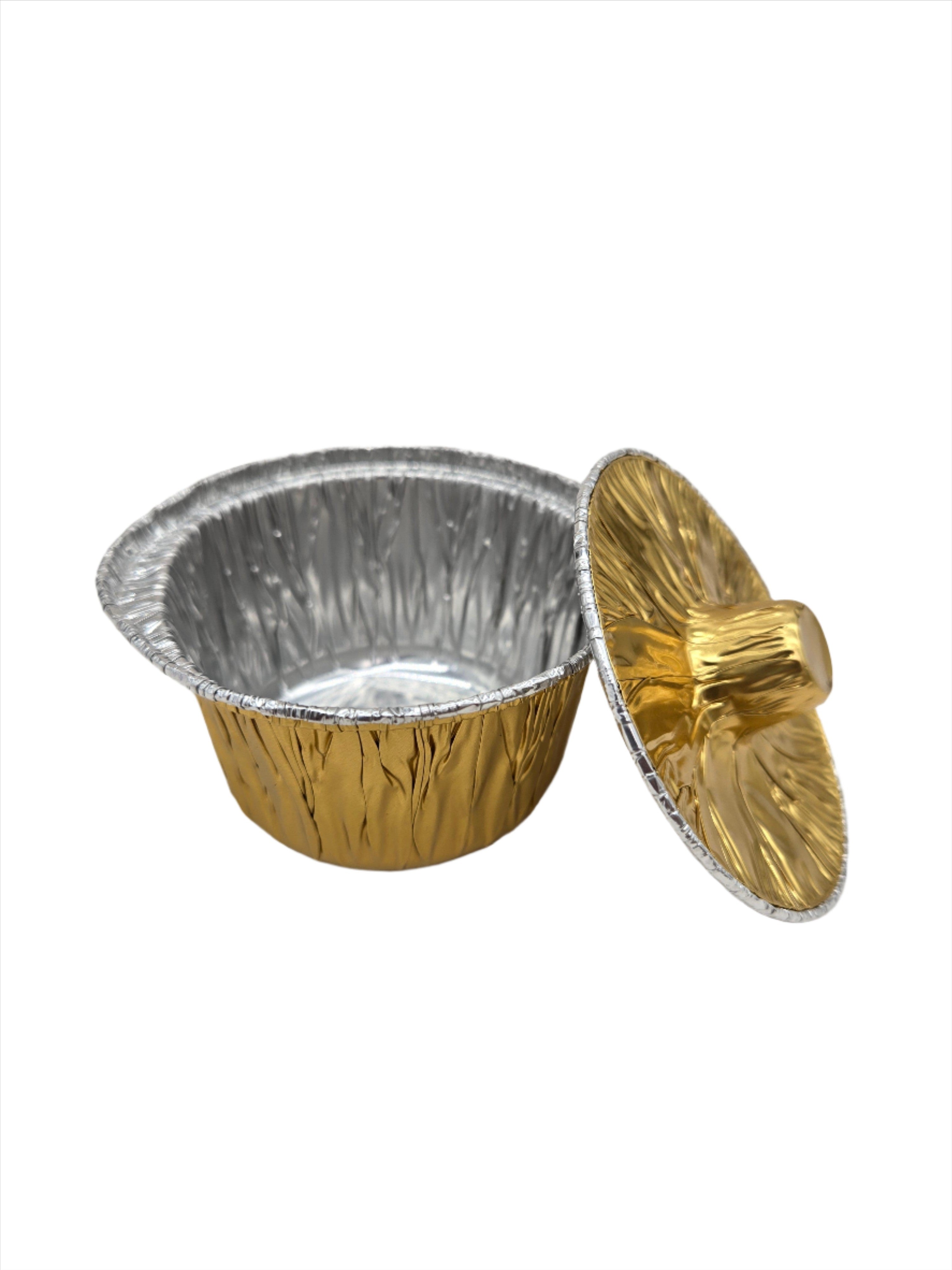 3.5x2 Inch Mini Foil Pan with Lid - Gold Baking Tray for Cupcakes, Brownies & Party Snacks - Perfect for Baking, Cooking & Serving Small Treats