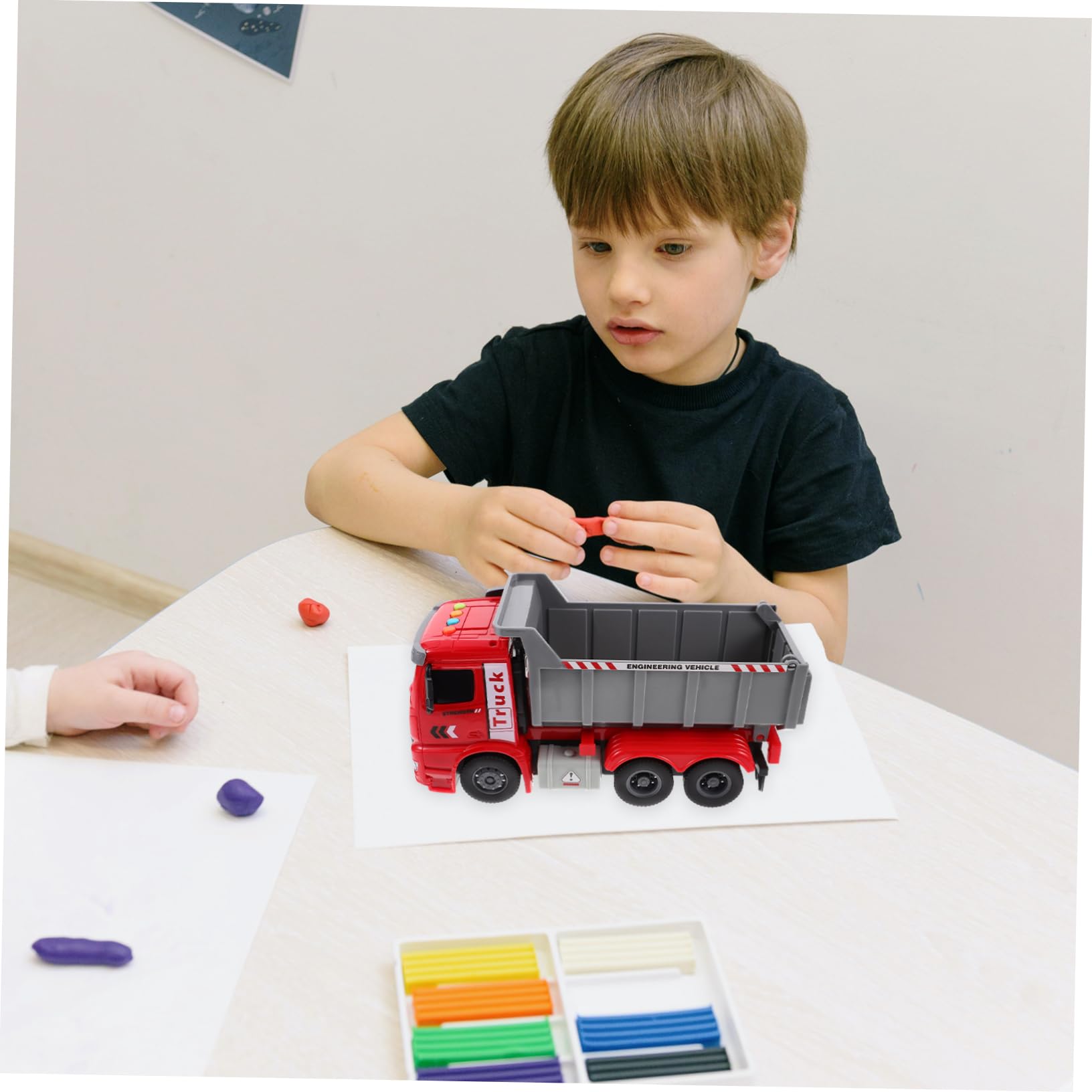 Best Hohopeti Engineering Vehicle Toy Set - Excavator & Dump Truck for Kids Ages 5+ | Construction Play Toys with Music & Lights | Durable Plastic Red Toy Cars for Boys & Girls | Perfect for Birthday Gifts & Outdoor Sandbox Play