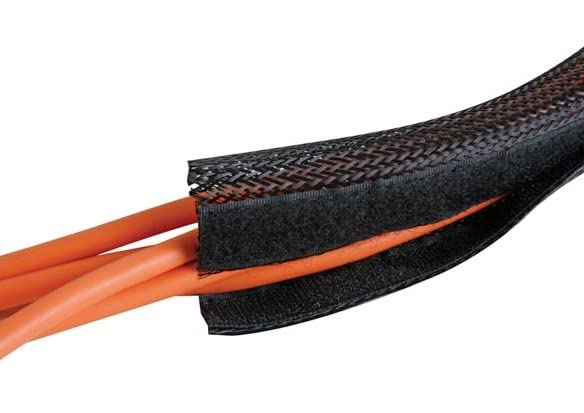 AVB Cable ES-PET-150-BK PET Braided Cable Sleeve with Hook & Loop Fastener - Durable Wire Management for Electronics, Automotive & DIY Projects