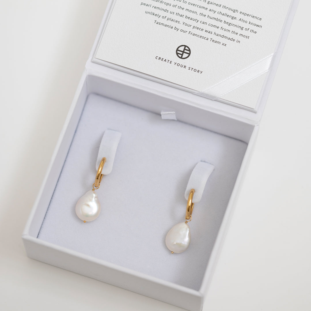 Elegant Capri Pearl Charm Hoop Earrings for Women - Perfect for Weddings, Parties & Everyday Wear
