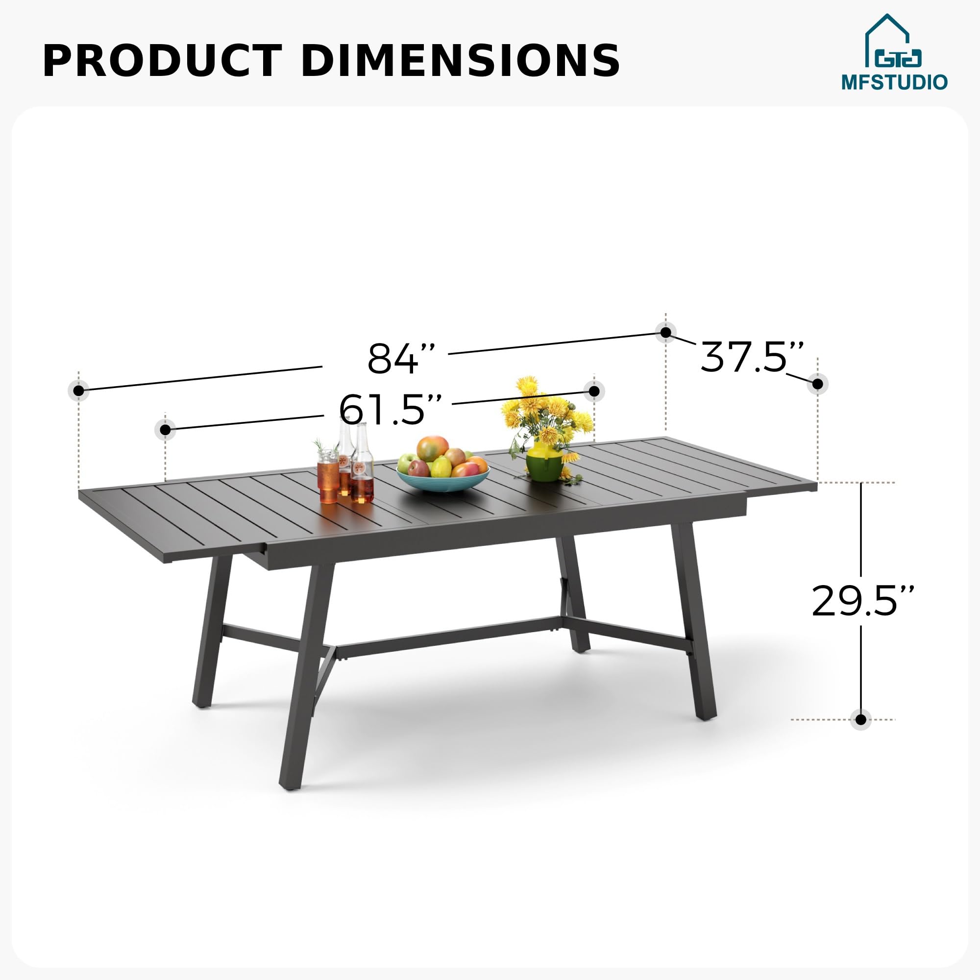 MFSTUDIO 7-Piece Outdoor Wicker Patio Dining Set for 6 - Expandable Rattan Table & Chairs - Weather-Resistant Garden Furniture for Backyard, Poolside & Outdoor Entertaining
