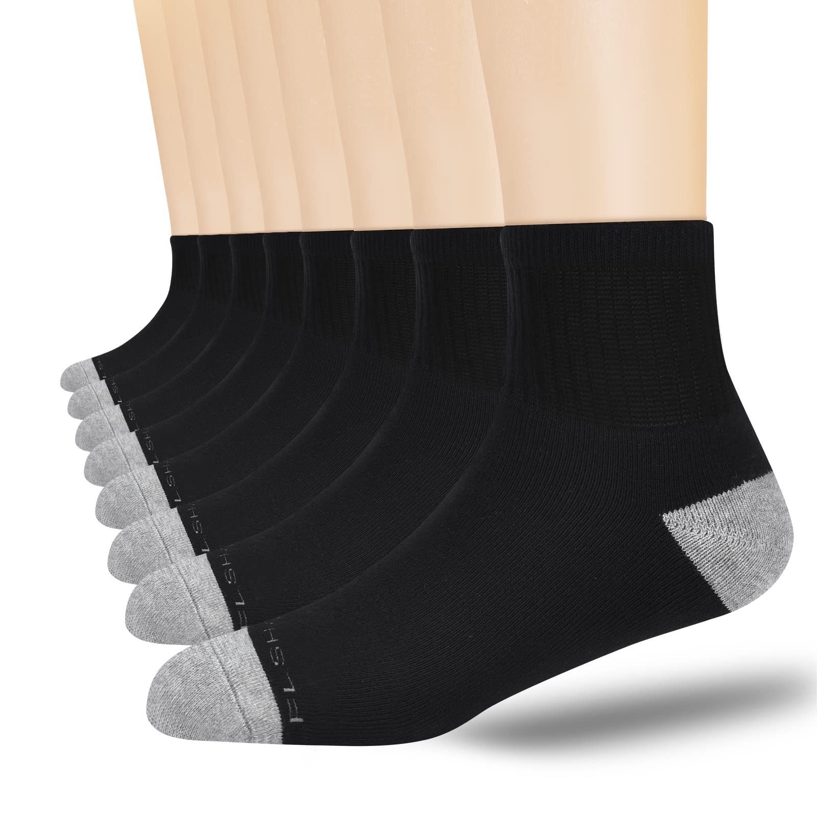 **Men's Athletic Ankle Socks 8-Pairs - Breathable Cotton Cushioned Quarter Socks for Running, Gym & Sports - Moisture Wicking, Comfort Fit (Sizes 7-9, 9-12, 12-15) - Ideal for Workouts & Daily Wear**